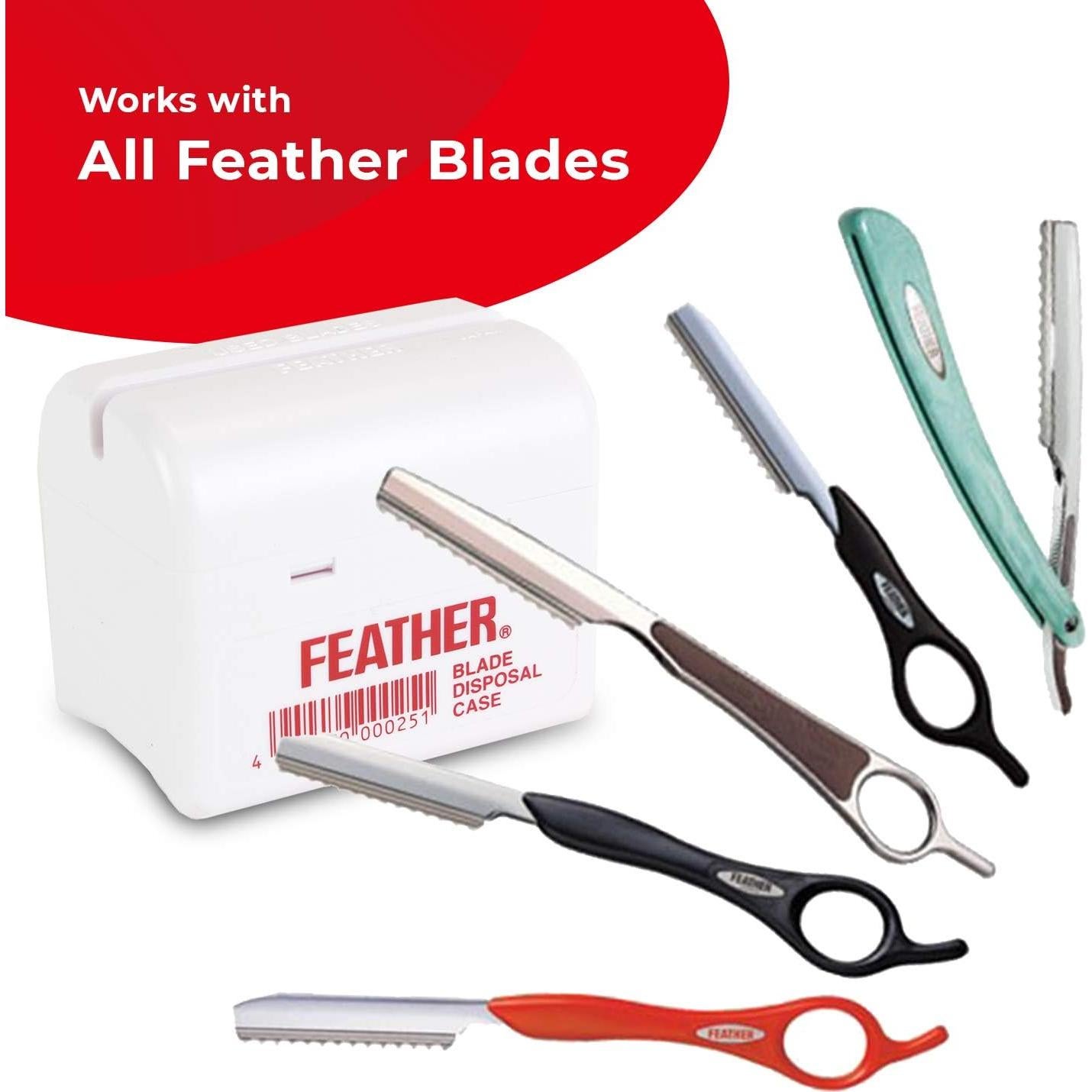 Caja de Desecho de Cuchillas Feather - 1 Cuenta, Compacta y Segura