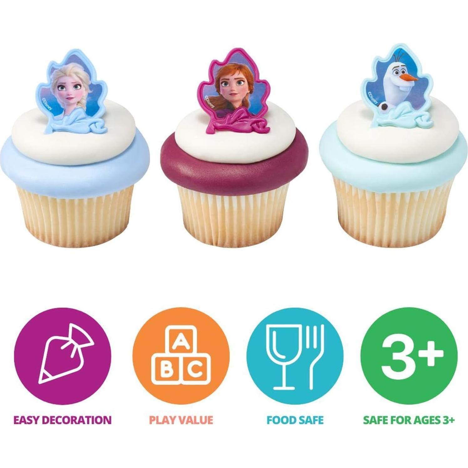 Anillos Decorativos para Cupcakes DecoPac Frozen II - 24 Piezas