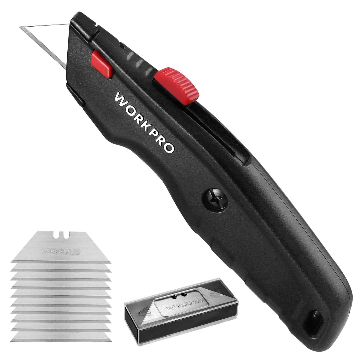 Cuchillo Utility Retráctil WORKPRO con 10 Cuchillas Extra
