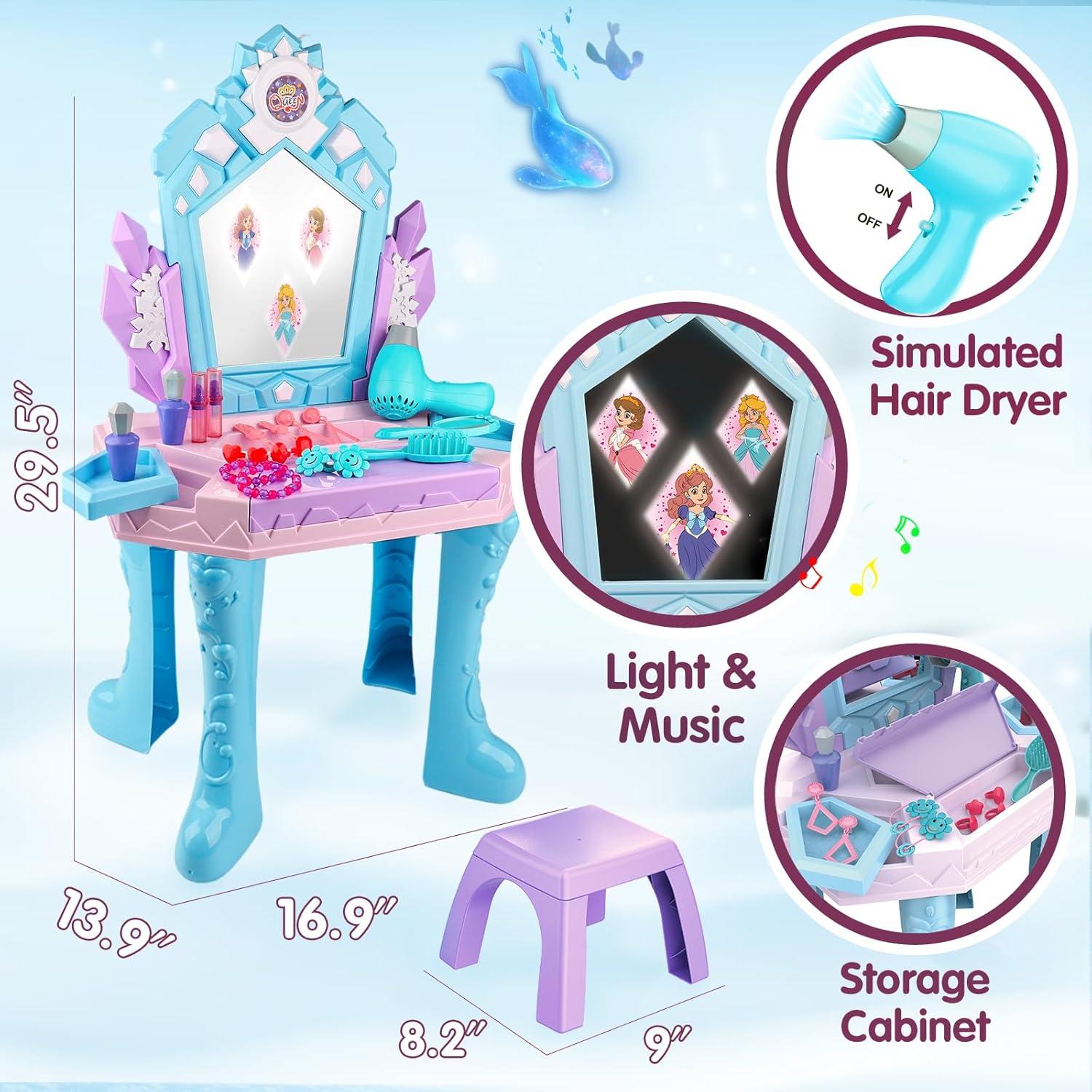 Conjunto de Mesa y Silla de Maquillaje Tsomtto Frozen 2-6 Años