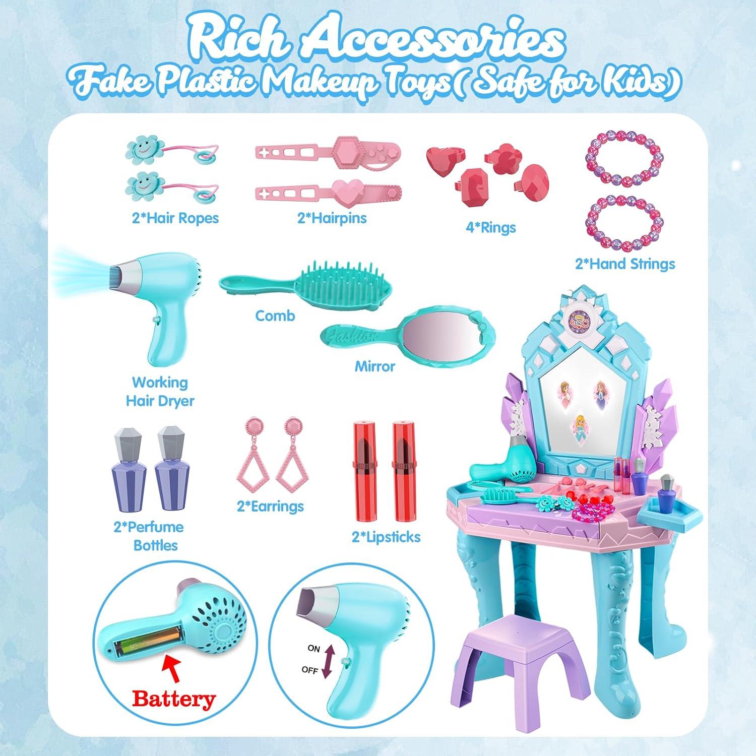 Conjunto de Mesa y Silla de Maquillaje Tsomtto Frozen 2-6 Años
