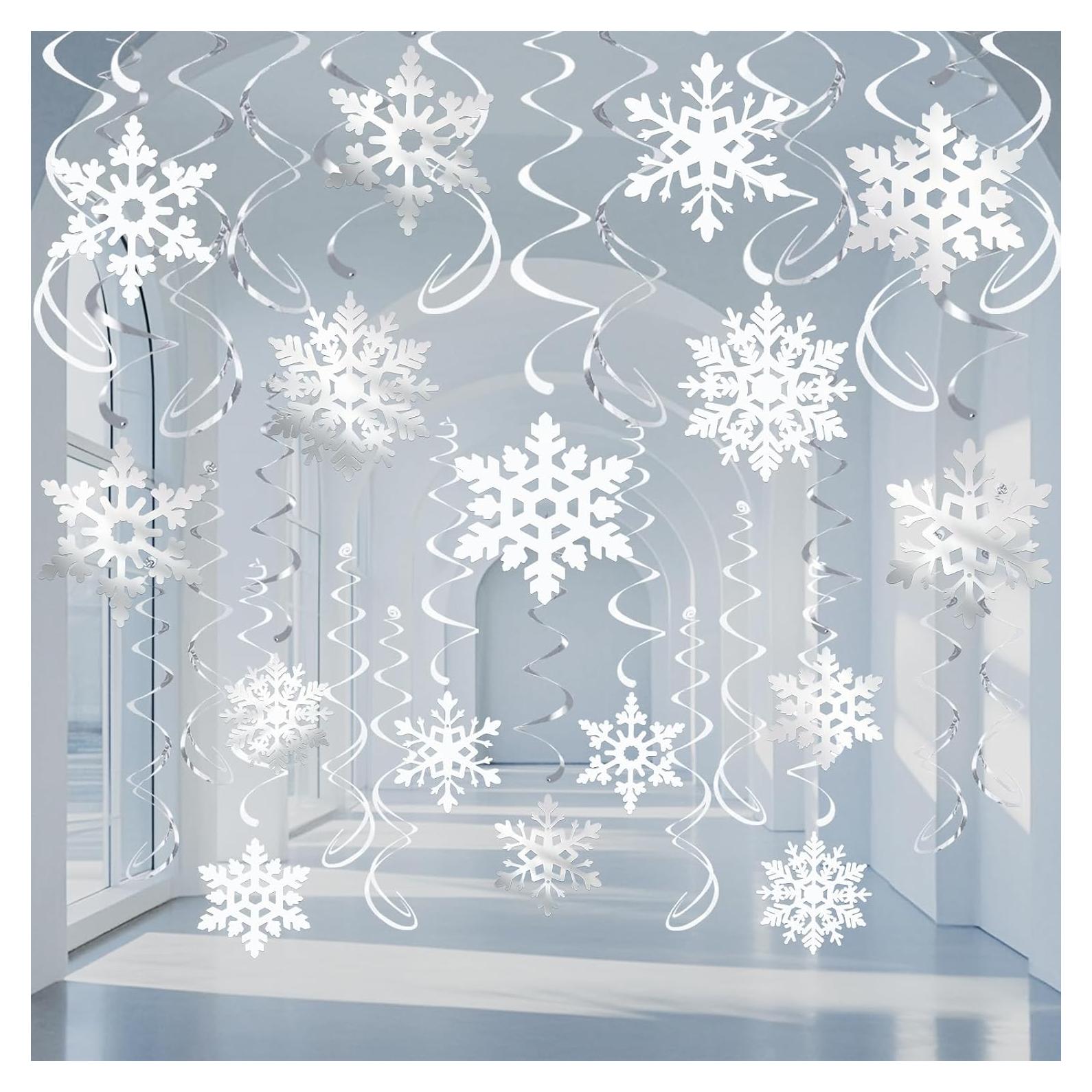 32 Espirales Colgantes Copos de Nieve PartyGarden - Decoración Invierno