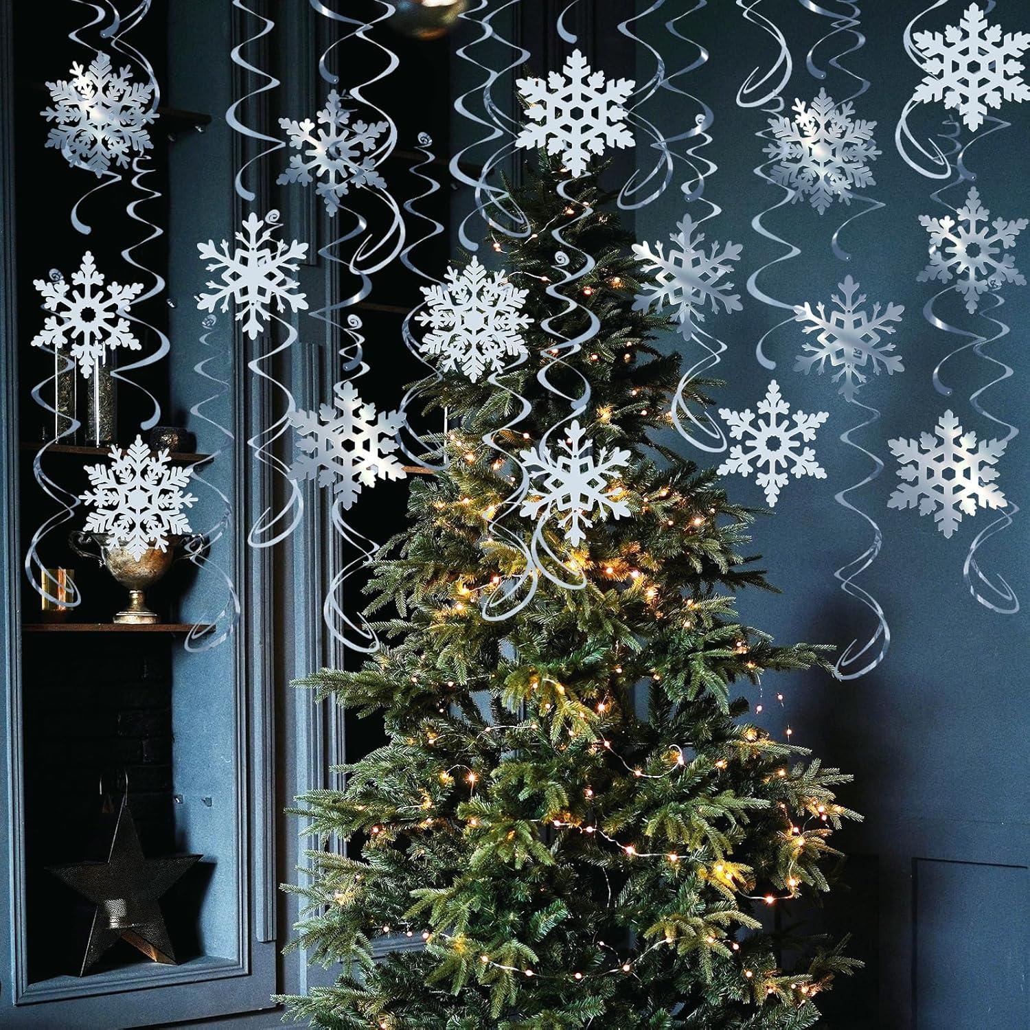 32 Espirales Colgantes Copos de Nieve PartyGarden - Decoración Invierno