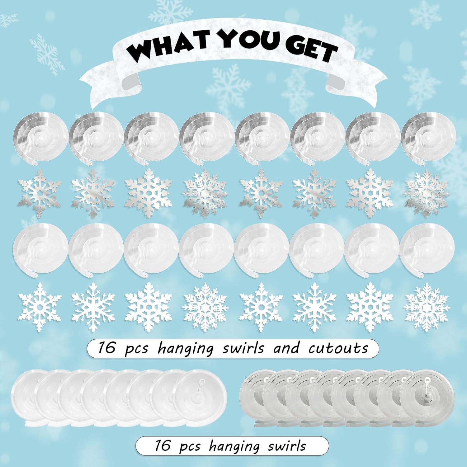 32 Espirales Colgantes Copos de Nieve PartyGarden - Decoración Invierno