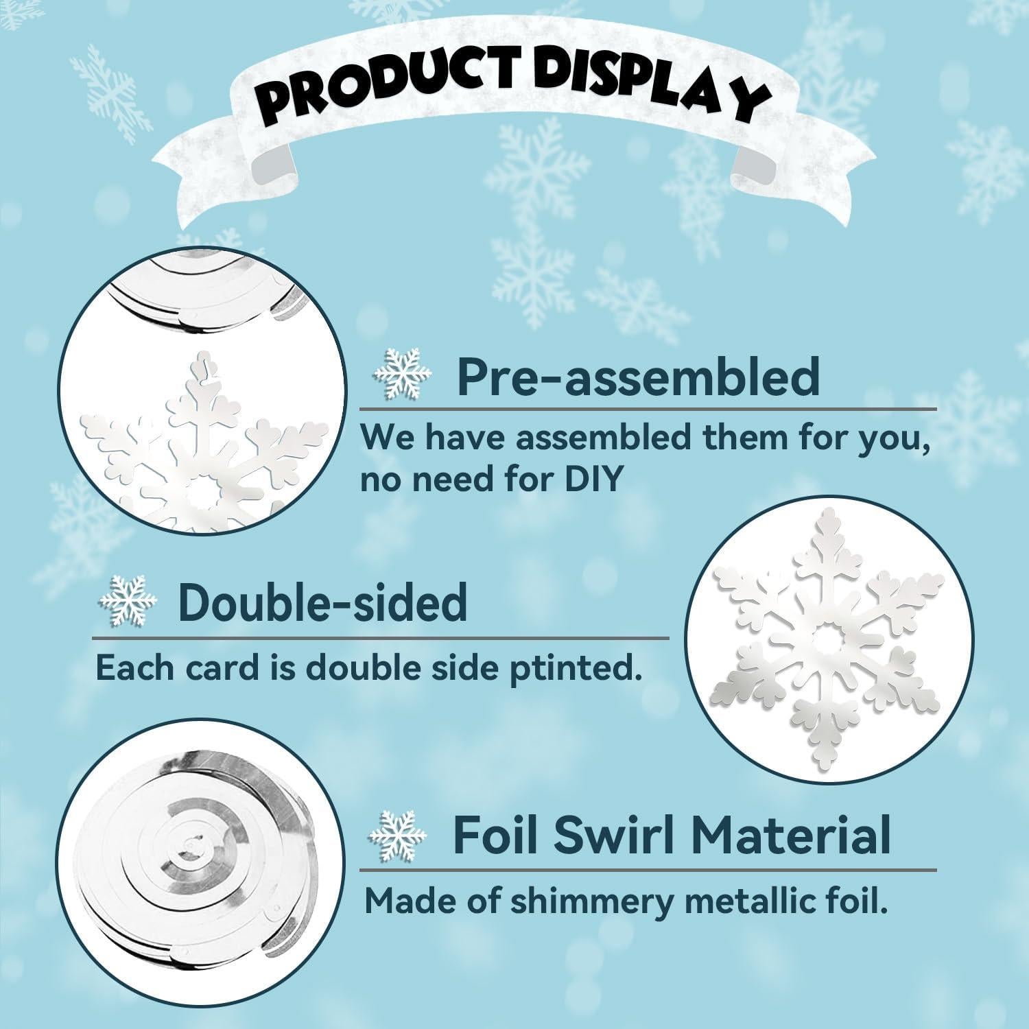 32 Espirales Colgantes Copos de Nieve PartyGarden - Decoración Invierno
