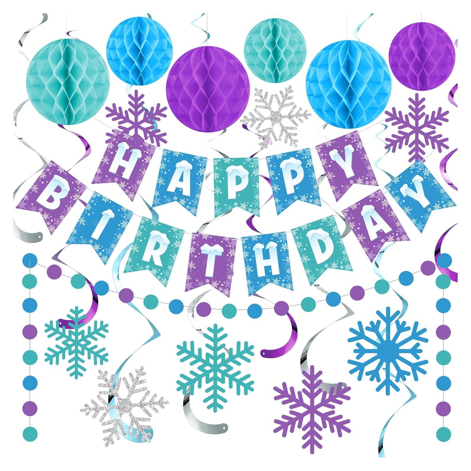 Decoraciones de Cumpleaños Congelado Funrous - Copos de Nieve