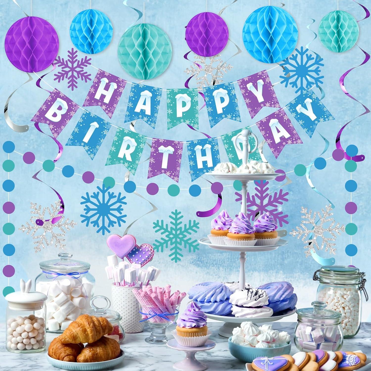 Decoraciones de Cumpleaños Congelado Funrous - Copos de Nieve