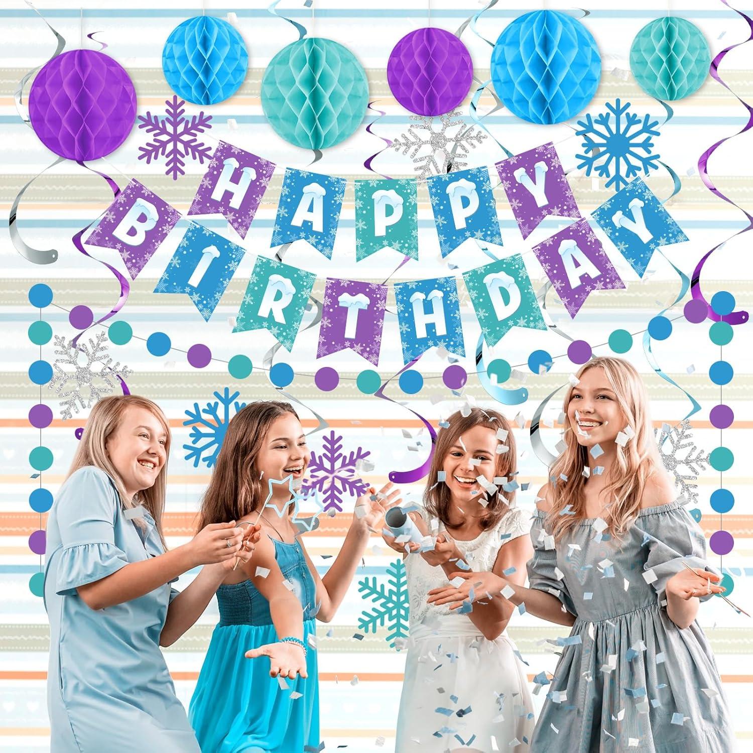 Decoraciones de Cumpleaños Congelado Funrous - Copos de Nieve