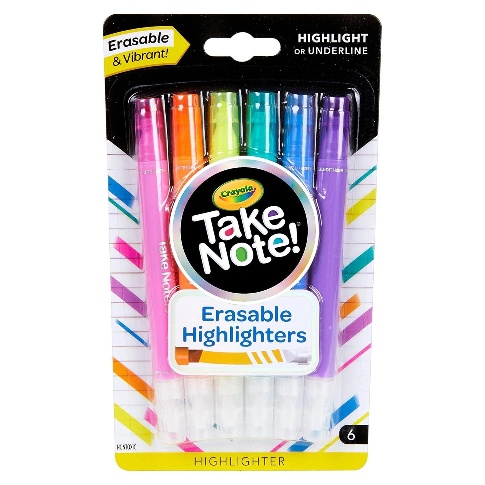Marcadores Fluorescentes Borrables Crayola Take Note 6 Pzas