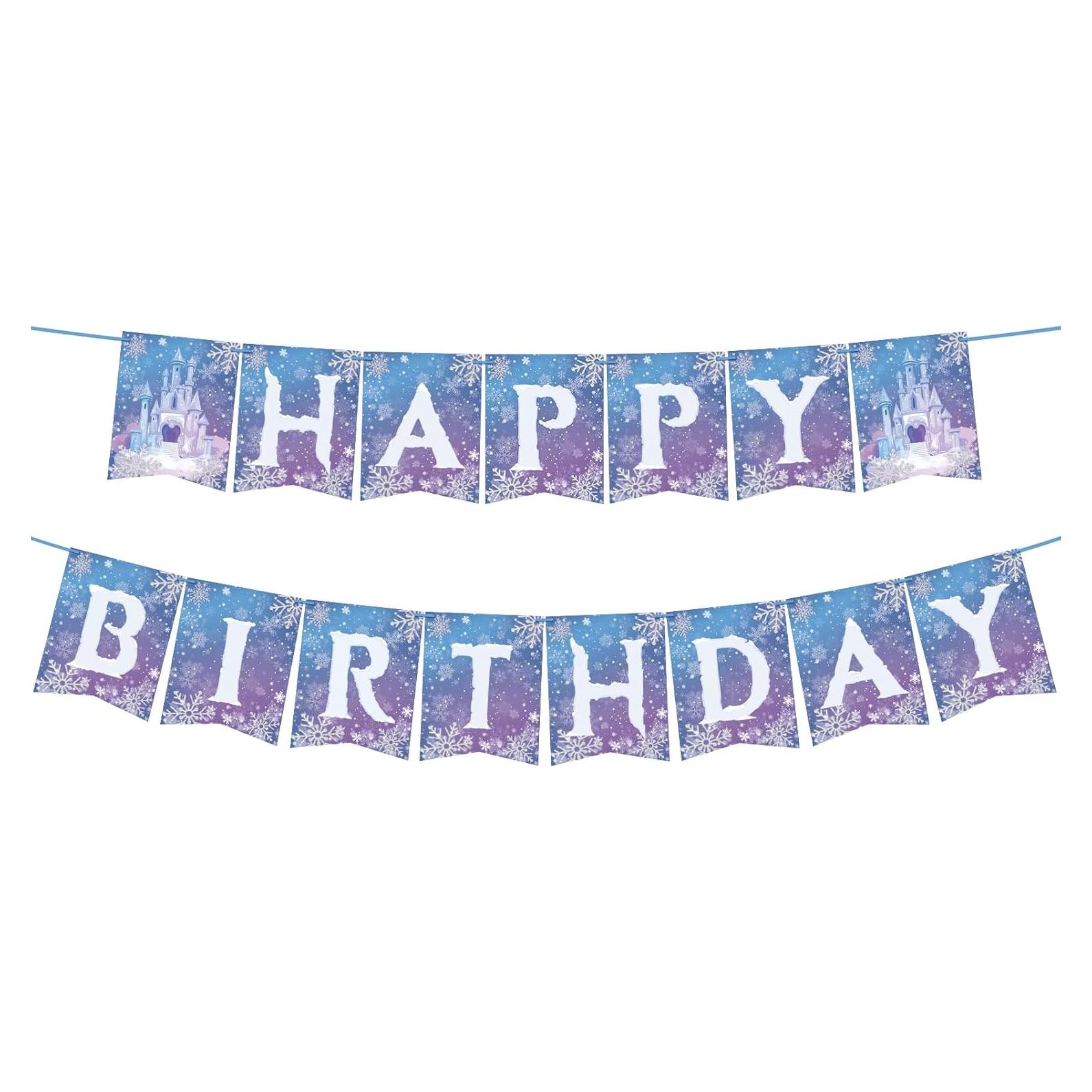 Banner de Cumpleaños Congelado OTTPOOM - 15 Tarjetas Copos de Nieve