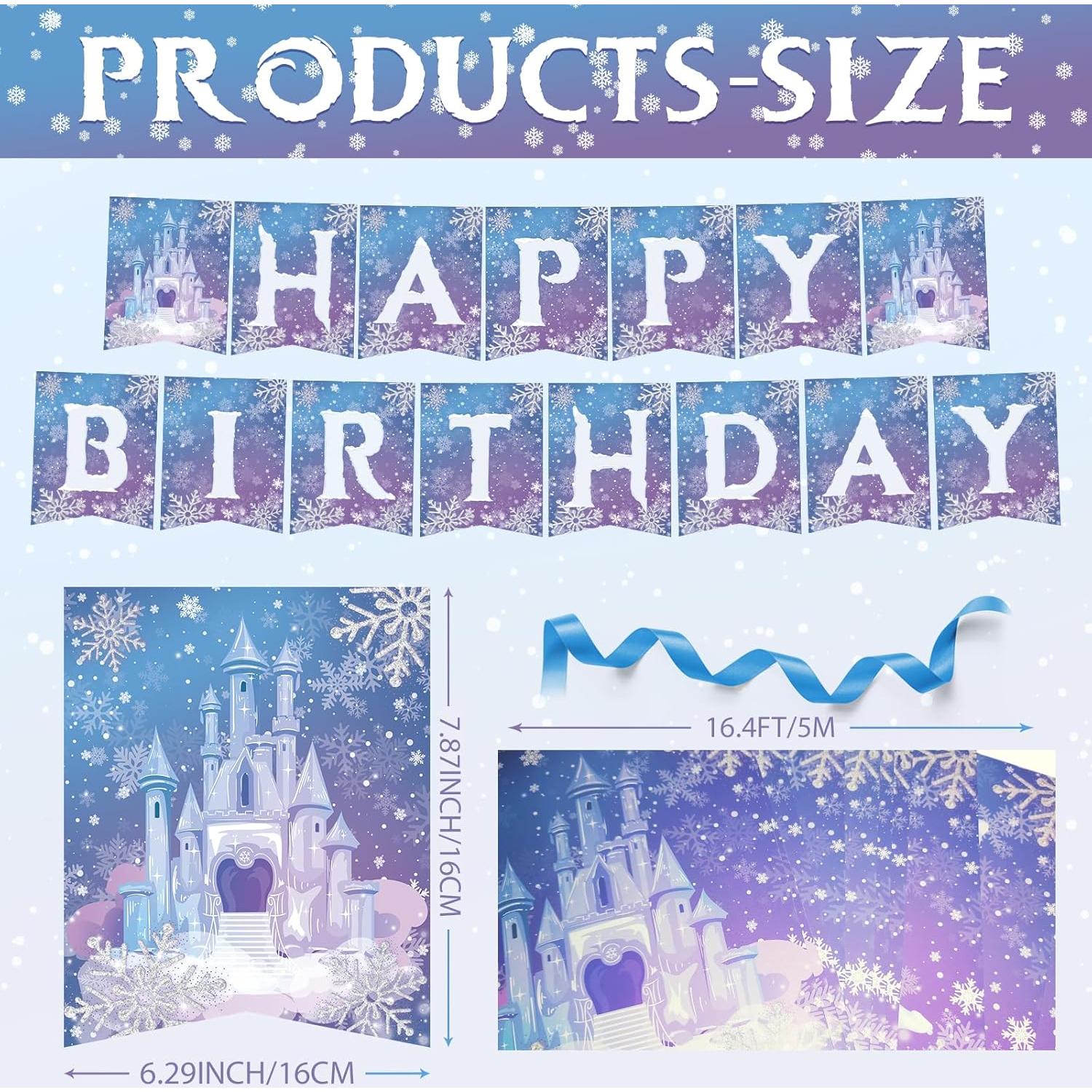 Banner de Cumpleaños Congelado OTTPOOM - 15 Tarjetas Copos de Nieve