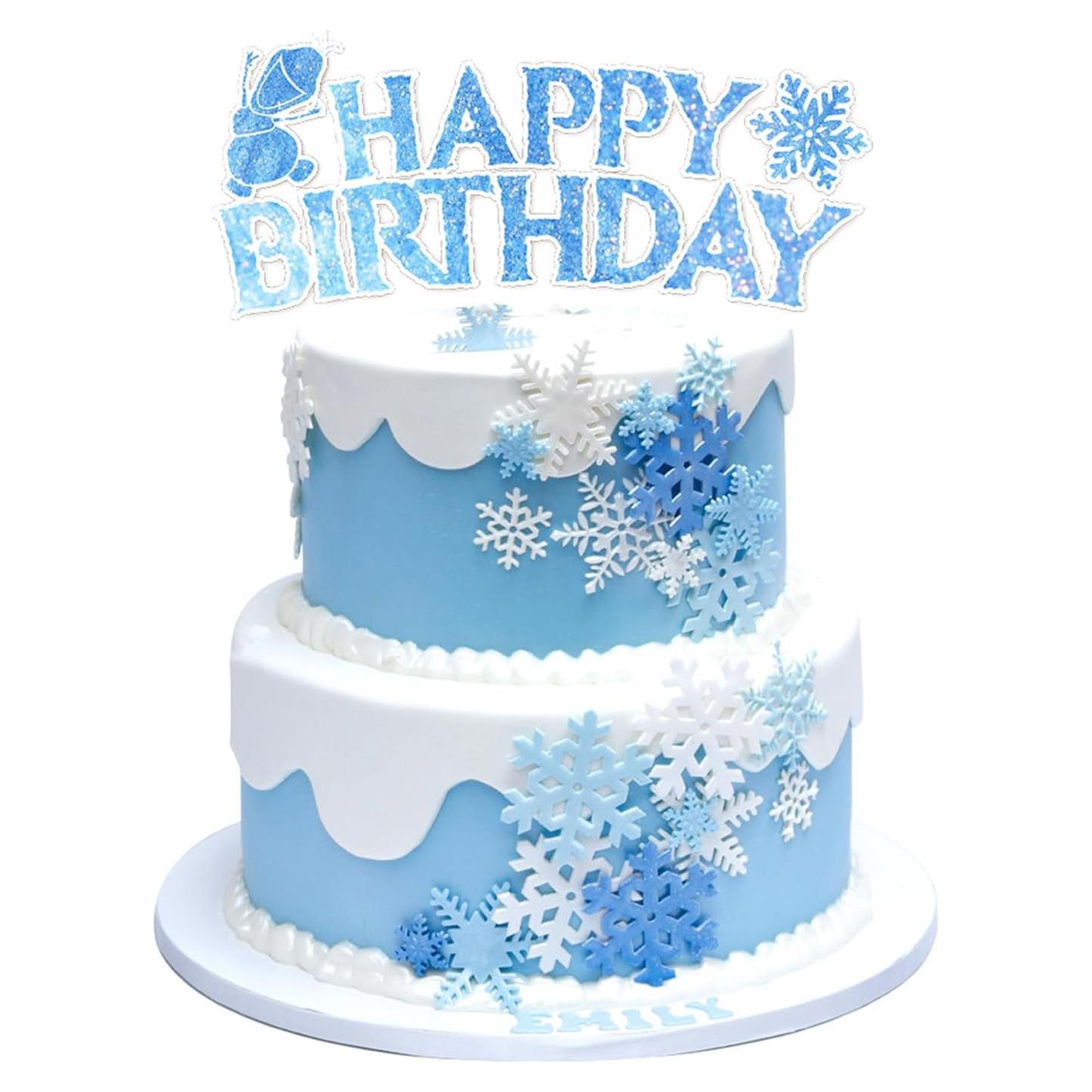 1pcs ice Birthday Cake Topper,Snowflake Party Decoration for Pick Fabulous Cake Topper Frozen Party cake Supplies