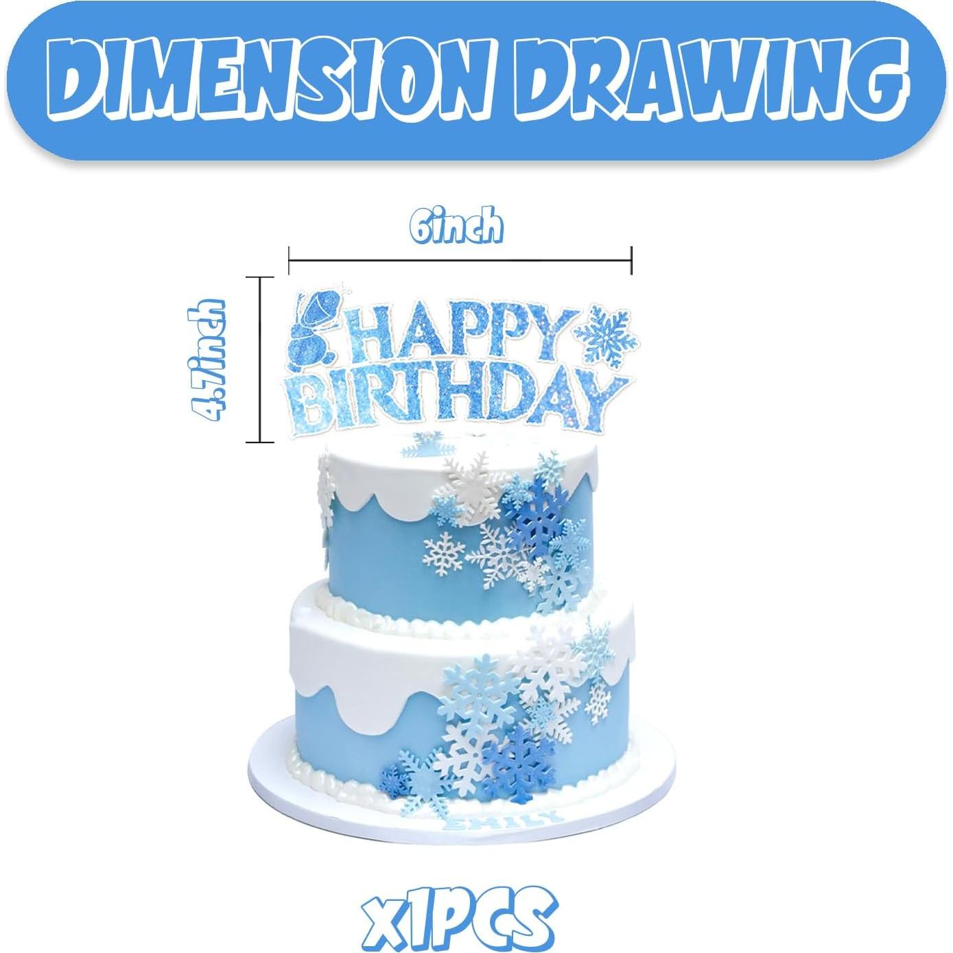 1pcs ice Birthday Cake Topper,Snowflake Party Decoration for Pick Fabulous Cake Topper Frozen Party cake Supplies