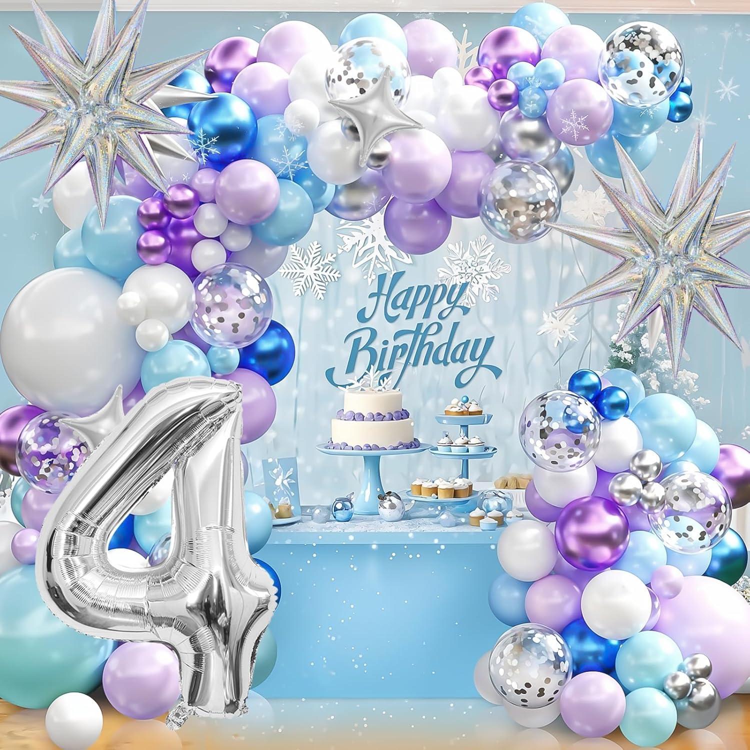 Kit de Decoraciones de Cumpleaños de Nieve 4to Dagelar