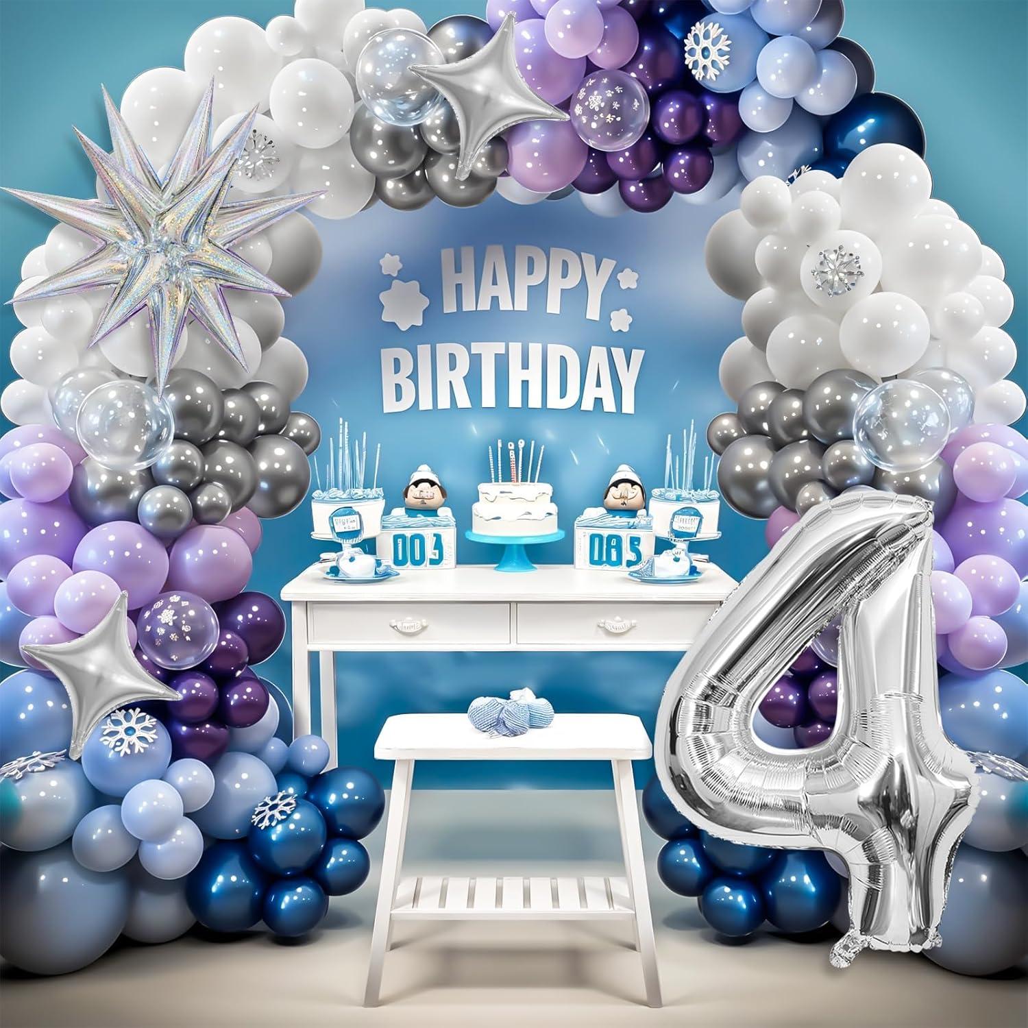 Kit de Decoraciones de Cumpleaños de Nieve 4to Dagelar