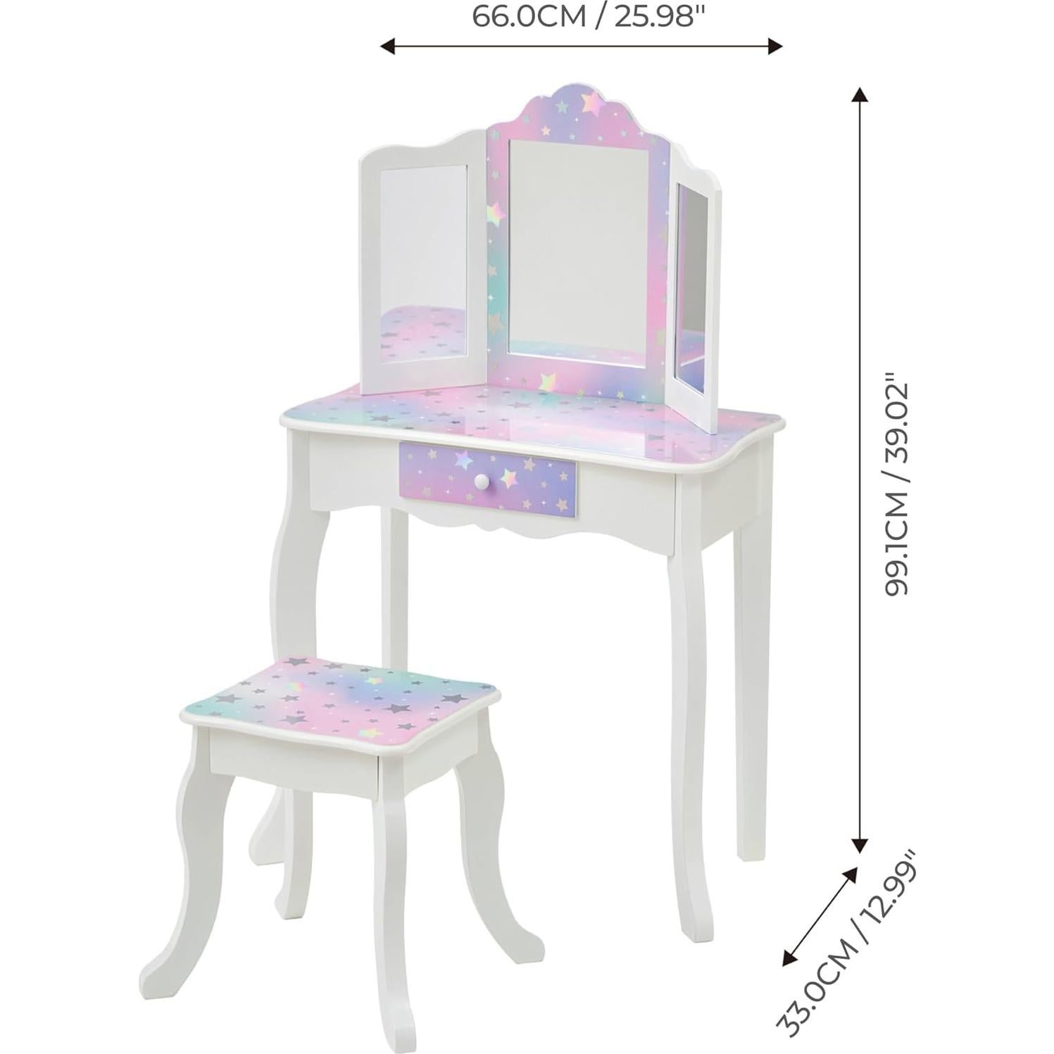 Conjunto de Tocador Teamson Kids Blanco con Espejo y Taburete
