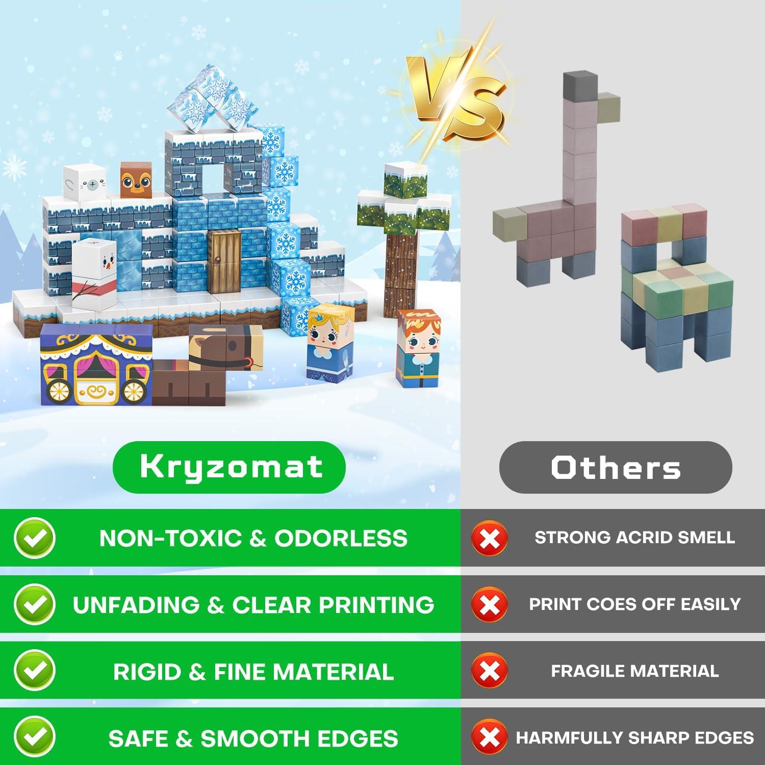 100 Piezas Bloques Magnéticos Kryzomat para Niños 3-12 Años