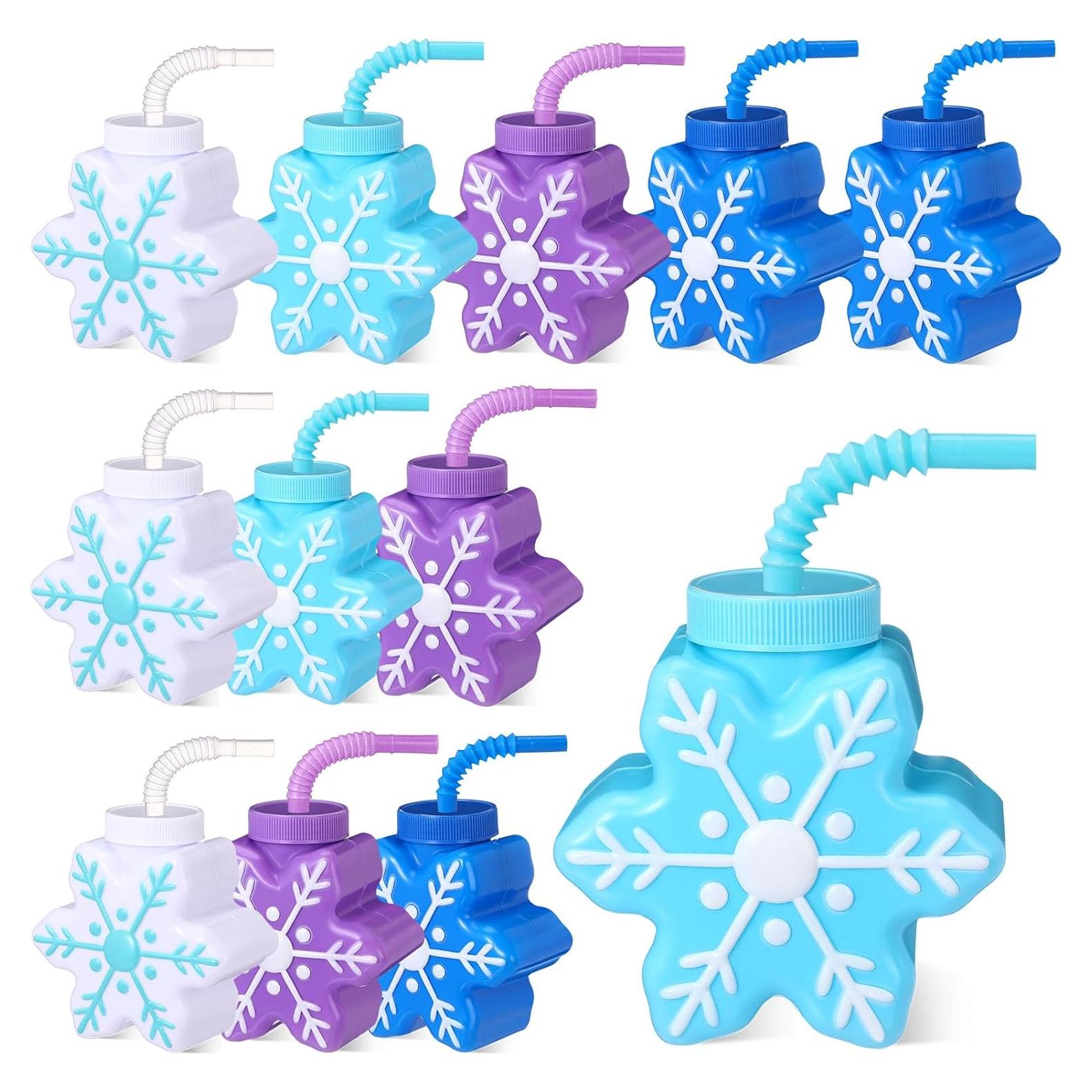 Copas de Plástico Sliner con Copos de Nieve 10 oz - 12 Pcs
