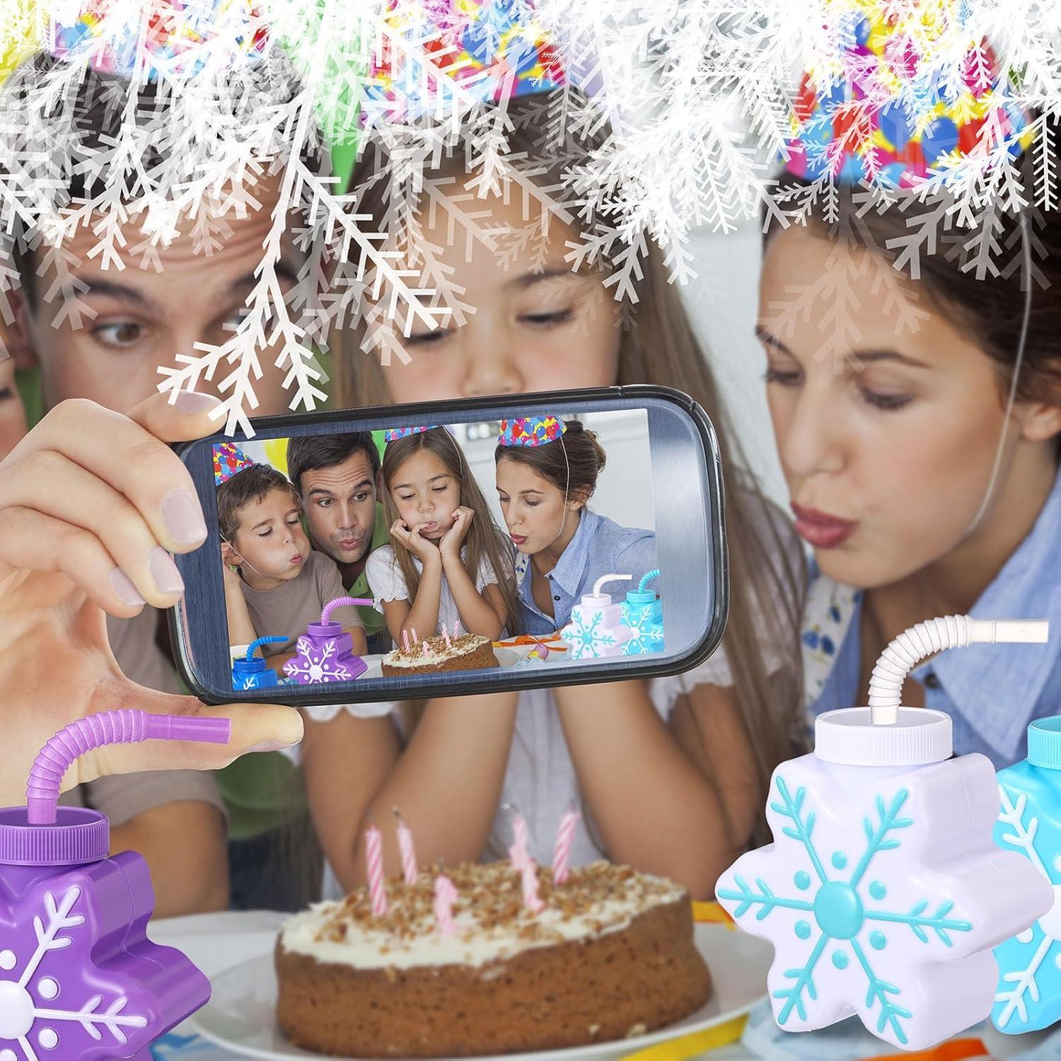 Copas de Plástico Sliner con Copos de Nieve 10 oz - 12 Pcs