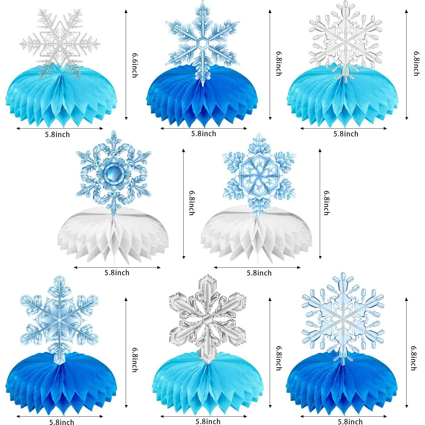 Centros de Mesa de Copos de Nieve Ronghua - 8 Piezas 14.7x17.2cm