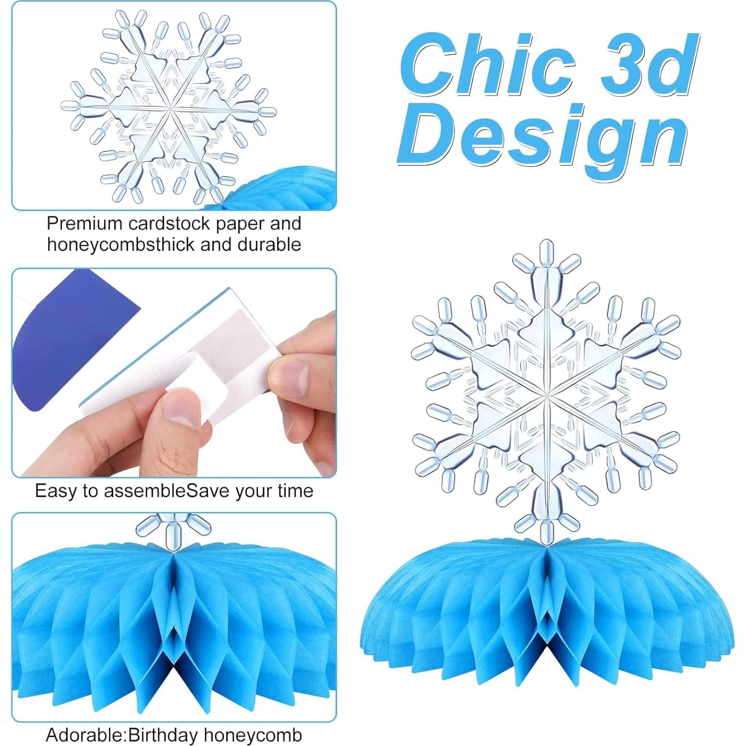 Centros de Mesa de Copos de Nieve Ronghua - 8 Piezas 14.7x17.2cm