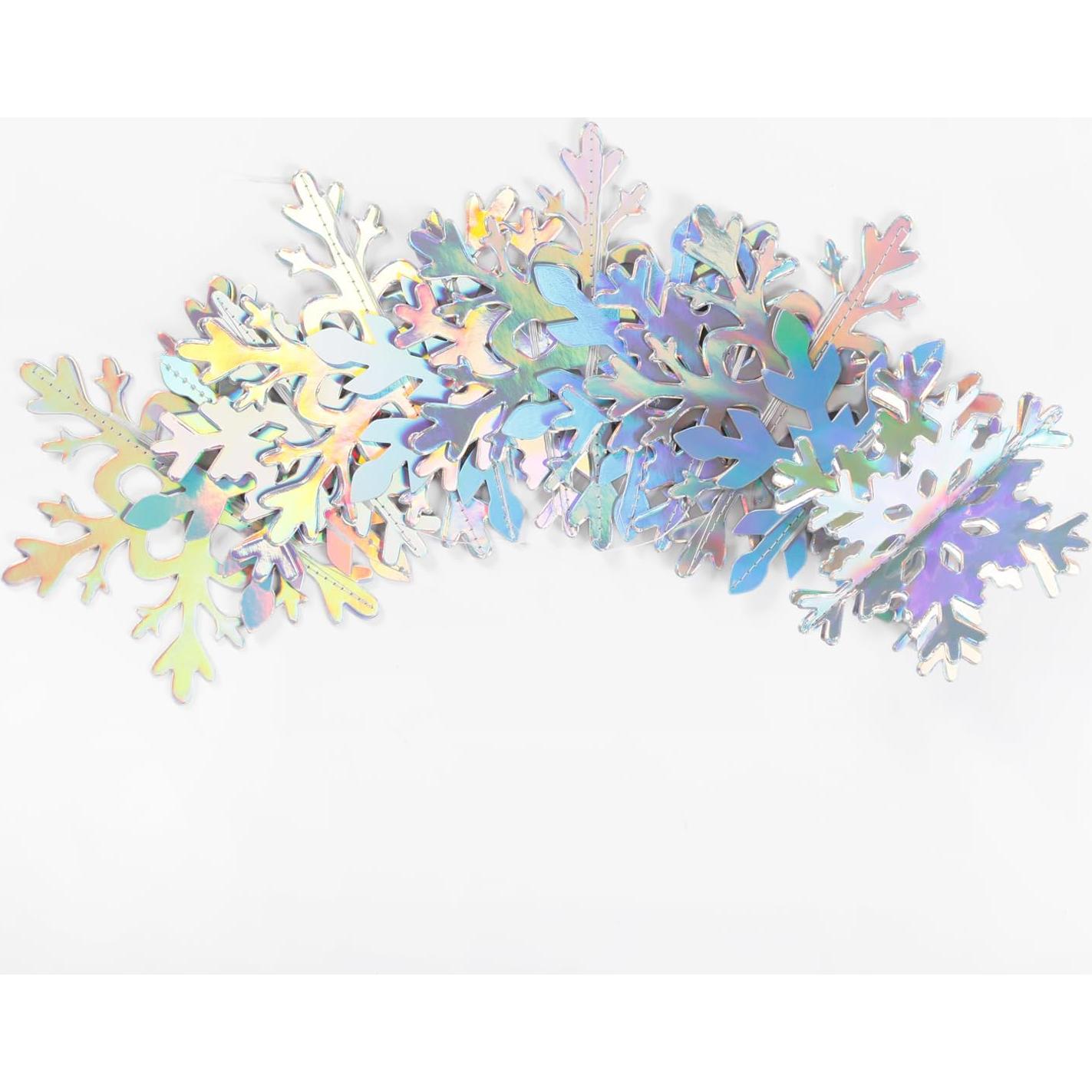 Guirnalda de Copos de Nieve Holográficos 12 Piezas 3D Hugtmr