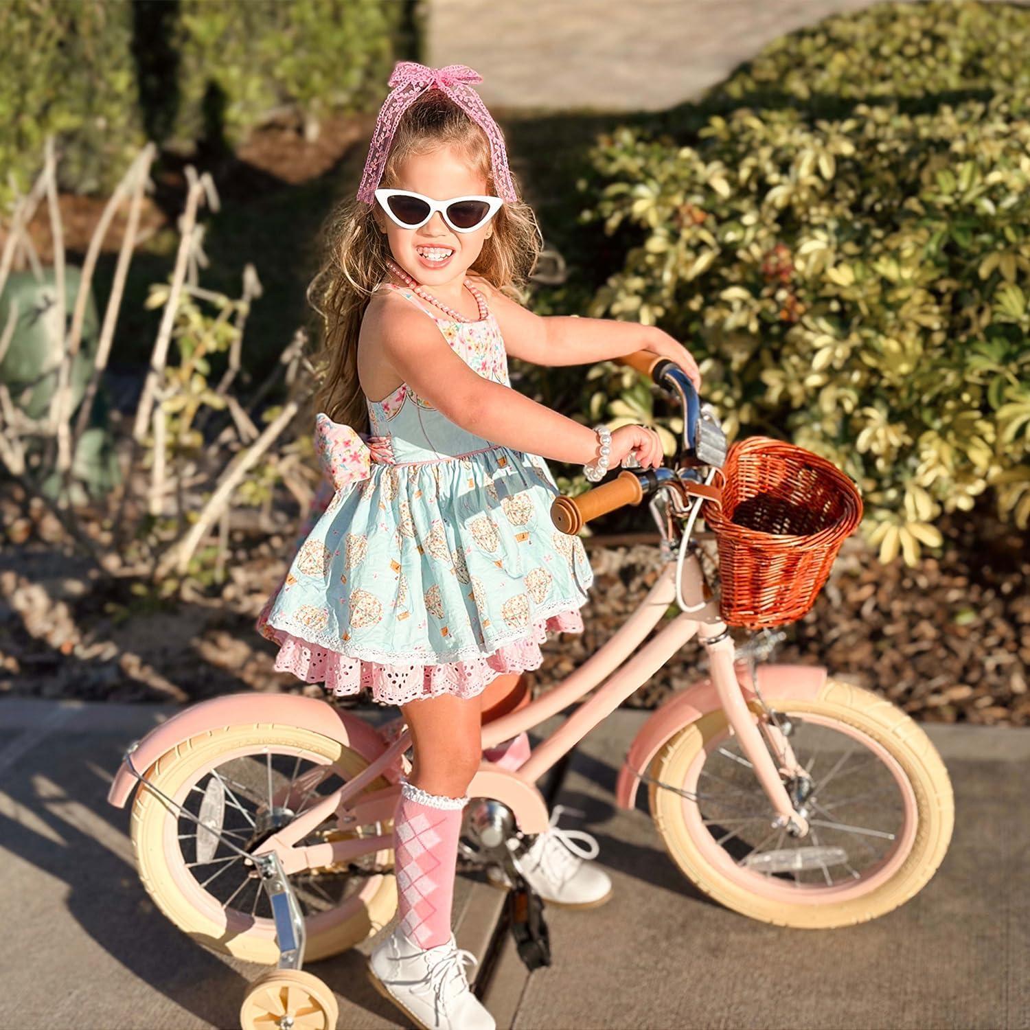 ACEGER Girls Bike with Basket, Kids Bicycle for 3-13 Years, Included Coaster Brake & Caliper Brake, 14 16 18 Inch with Training Wheels, 20 24 26 Inch with Kickstand but no Training Wheels