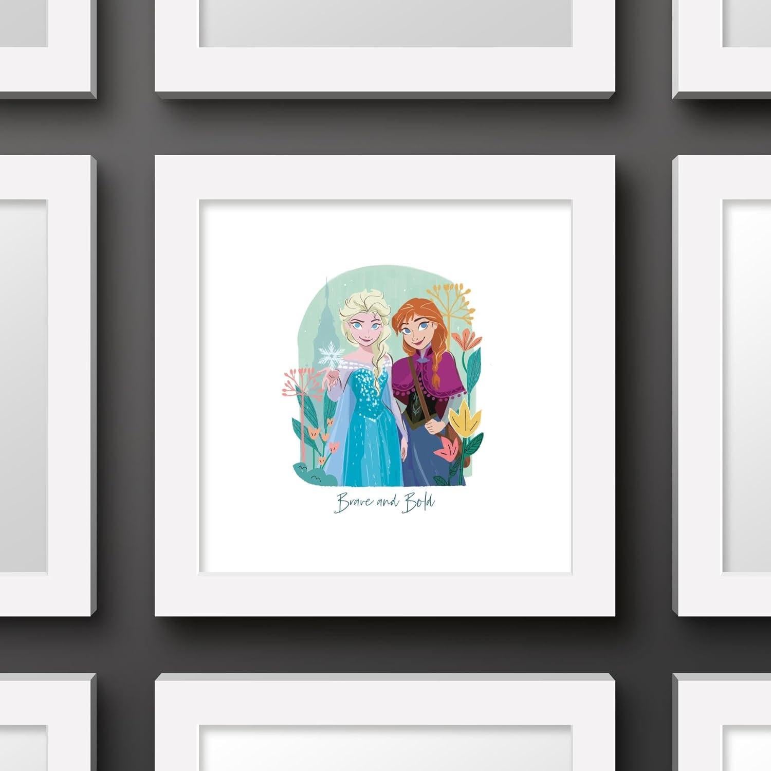 Trends International Gallery Pops Disney Frozen - Brave and Bold Elsa and Anna Wall Art Wall Poster, 12" x 12", White Frame Version