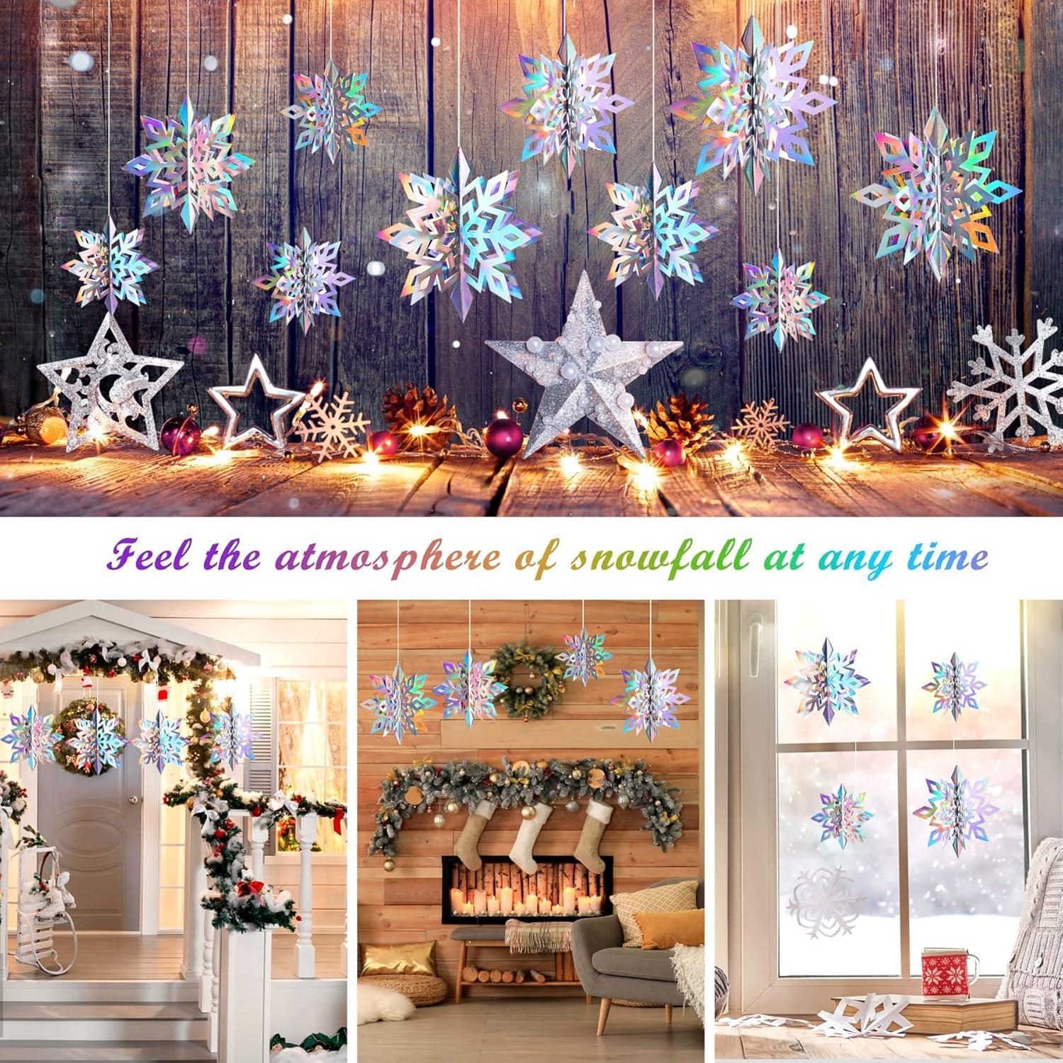 Decoraciones de Copos de Nieve 3D JULMELON - 15 Piezas