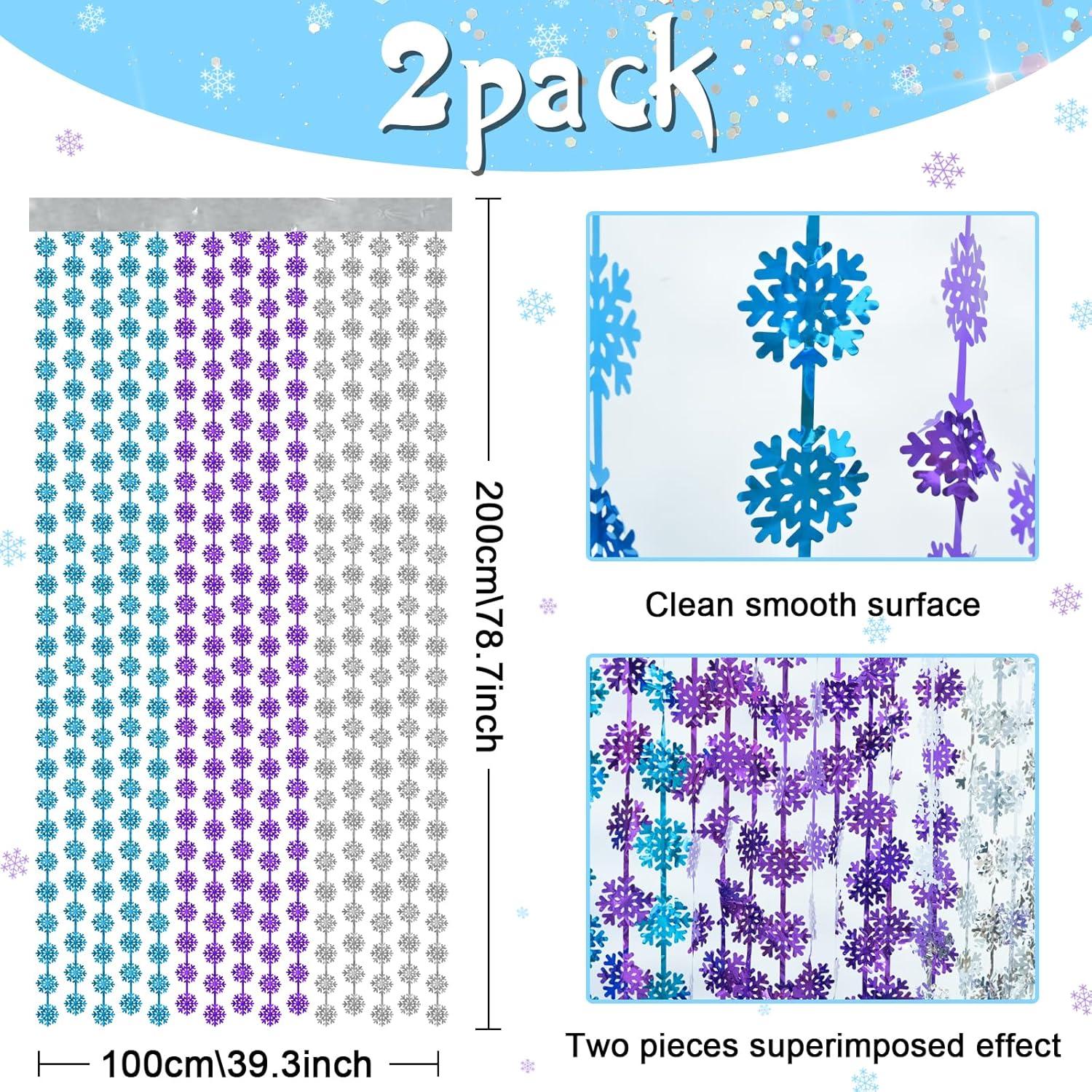 Cortinas de Flecos de Papel de Aluminio Lecheme 100x200 cm 2 Pcs Copos de Nieve