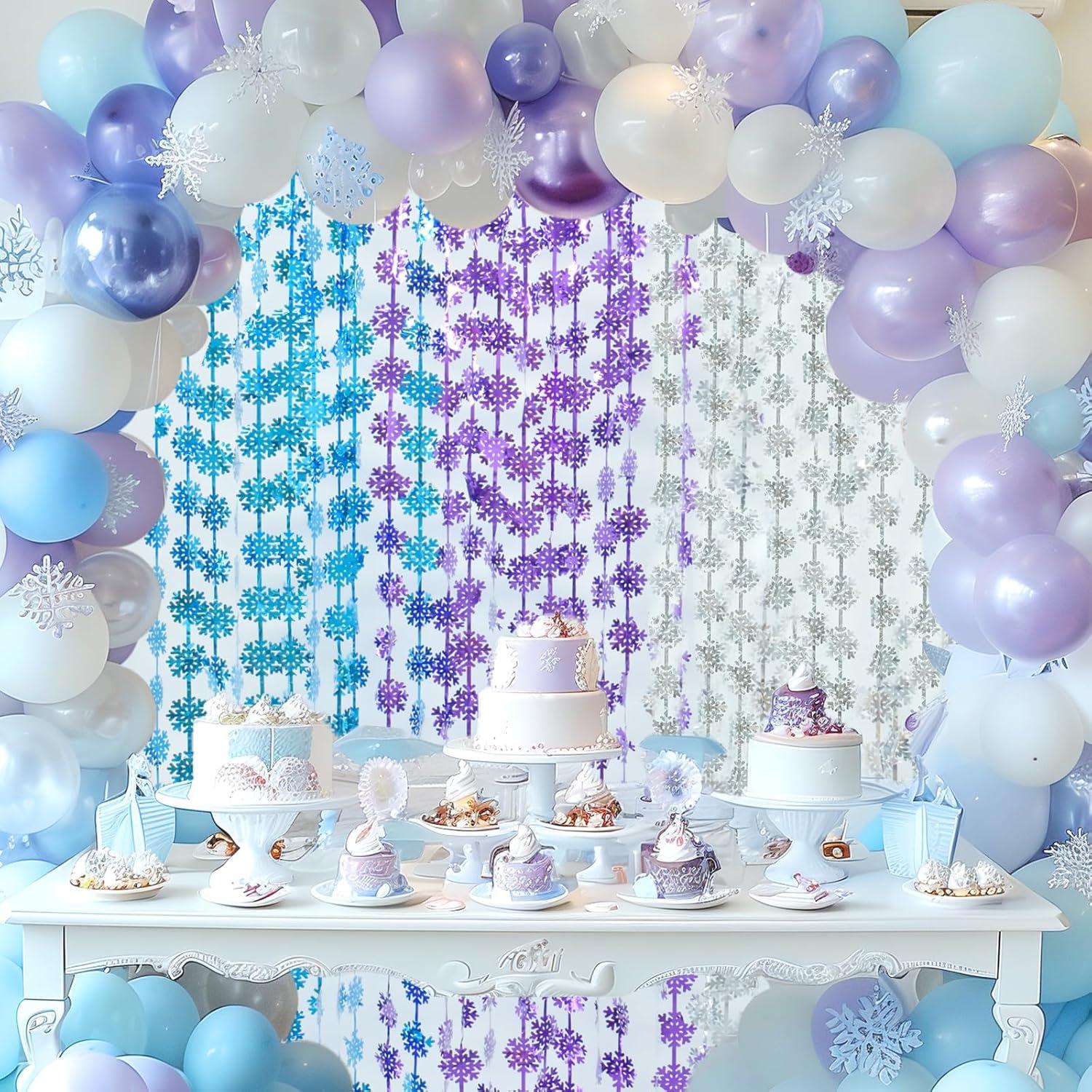 Cortinas de Flecos de Papel de Aluminio Lecheme 100x200 cm 2 Pcs Copos de Nieve