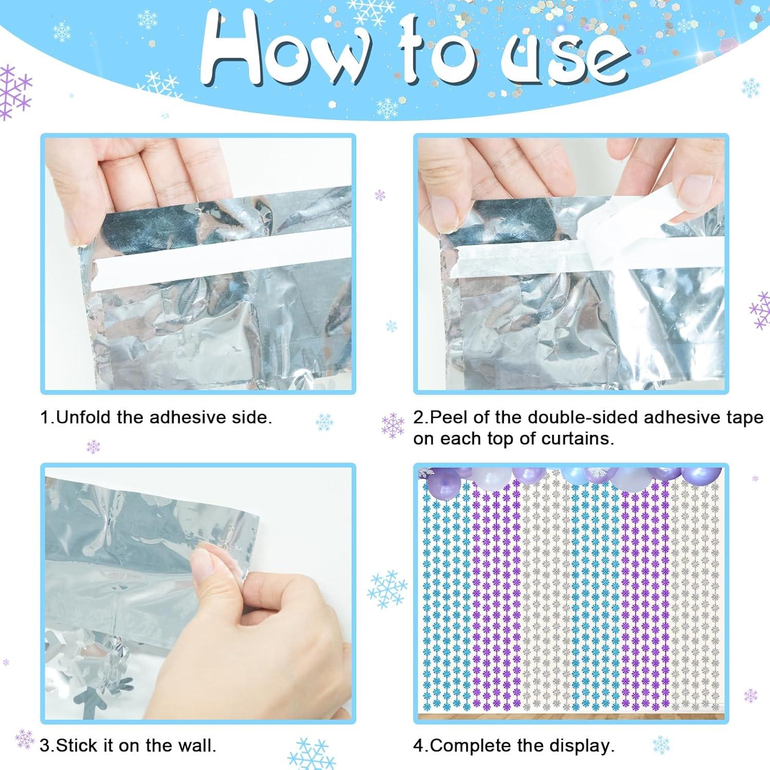 Cortinas de Flecos de Papel de Aluminio Lecheme 100x200 cm 2 Pcs Copos de Nieve