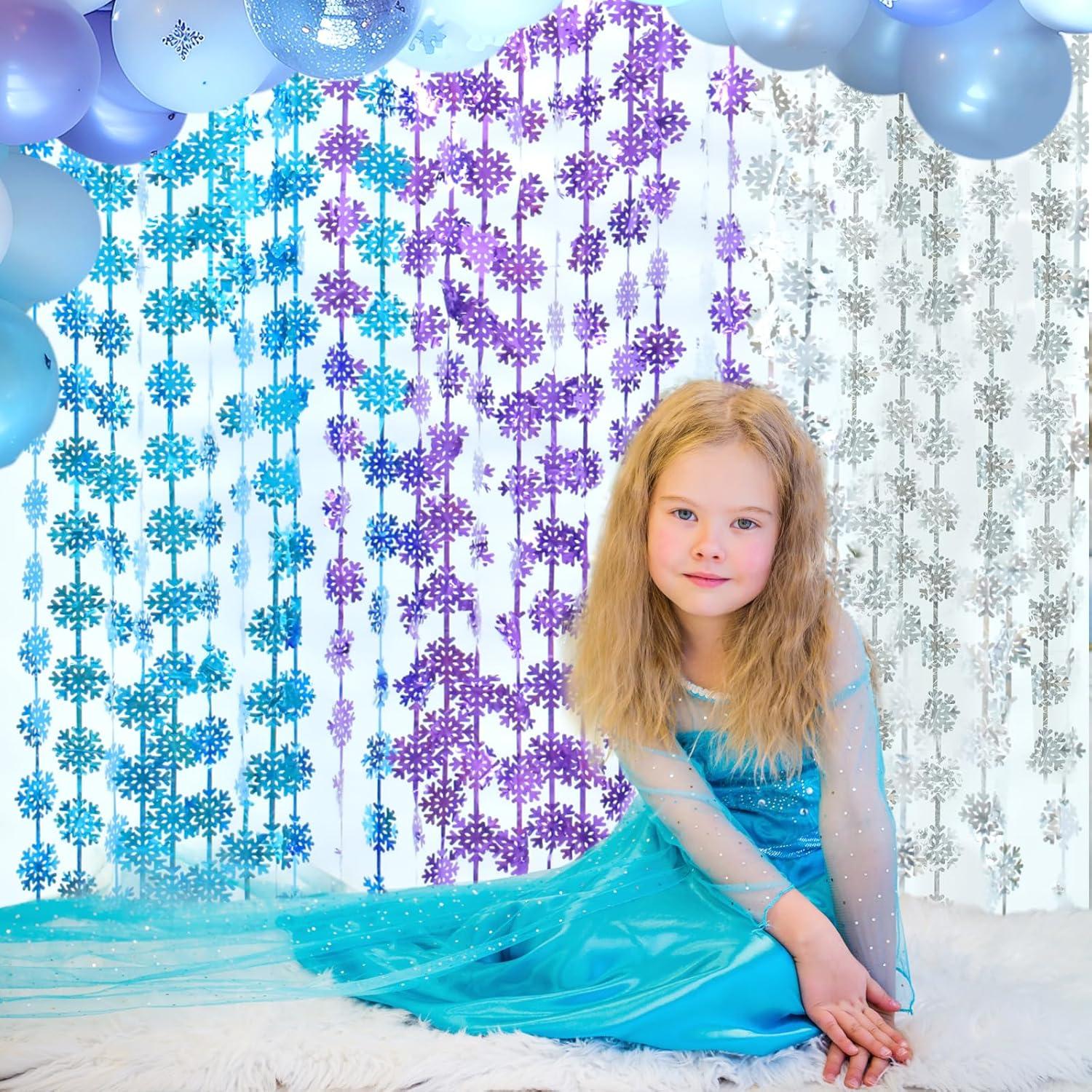 Cortinas de Flecos de Papel de Aluminio Lecheme 100x200 cm 2 Pcs Copos de Nieve