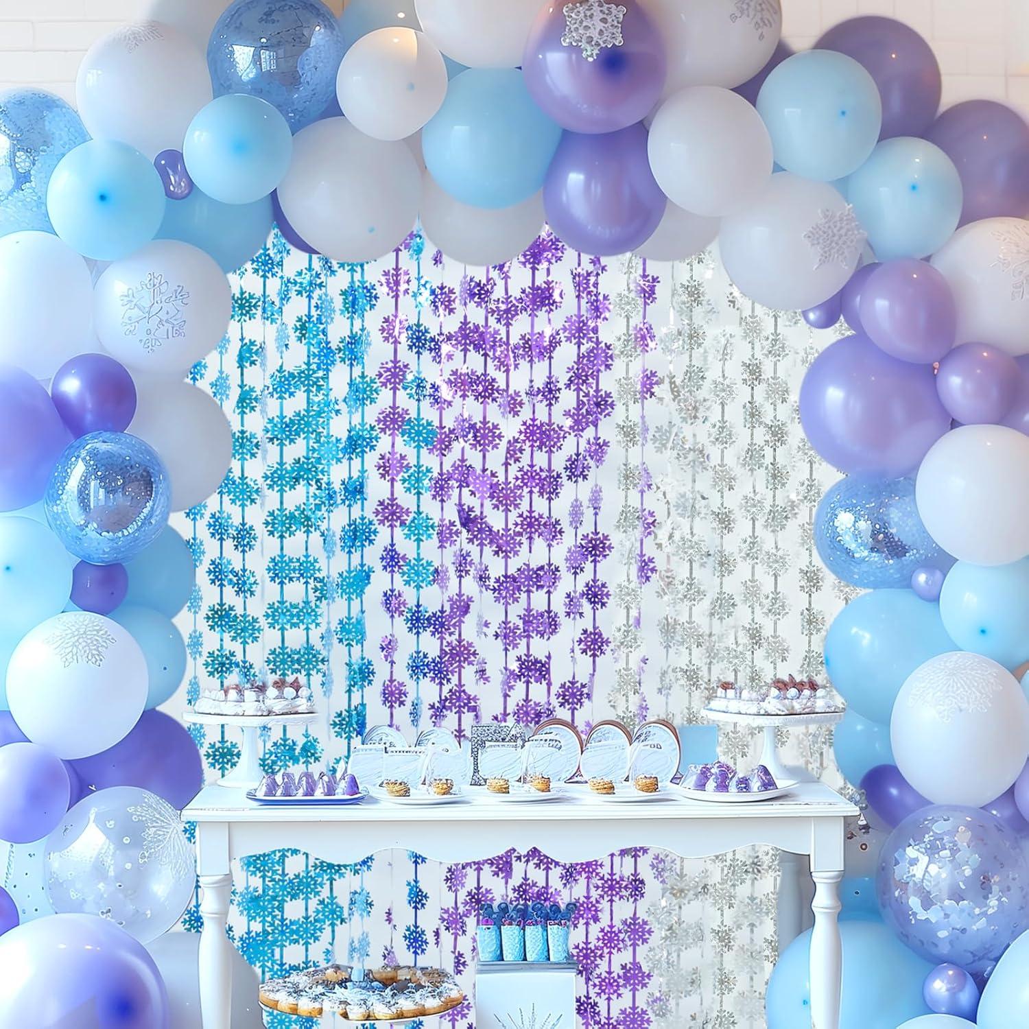 Cortinas de Flecos de Papel de Aluminio Lecheme 100x200 cm 2 Pcs Copos de Nieve