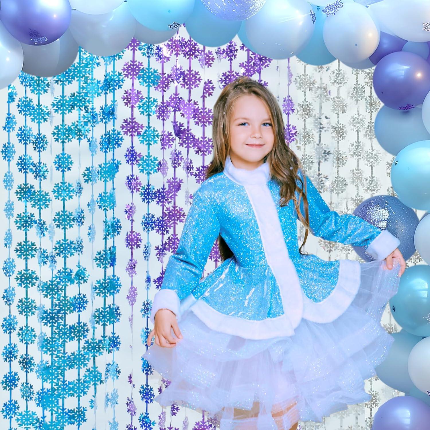 Cortinas de Flecos de Papel de Aluminio Lecheme 100x200 cm 2 Pcs Copos de Nieve