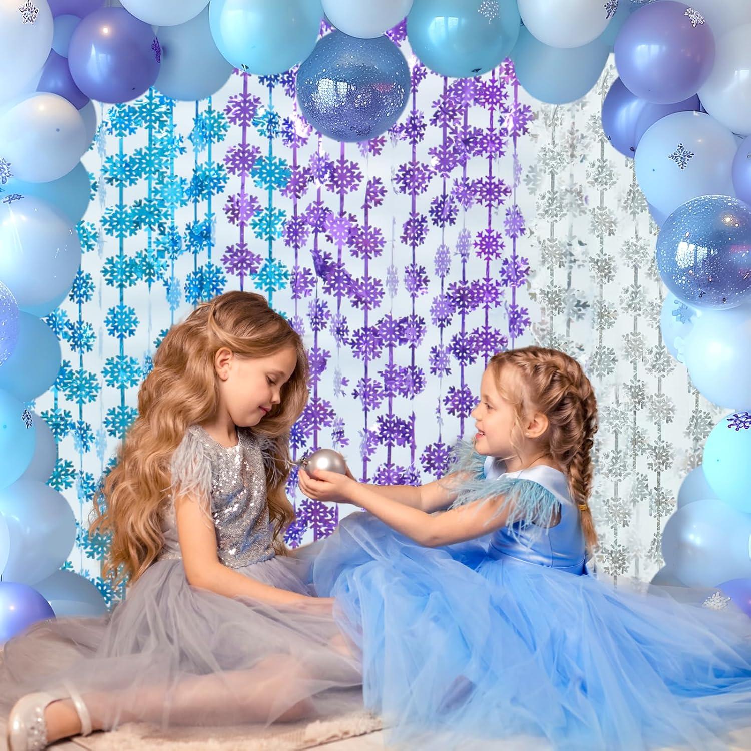 Cortinas de Flecos de Papel de Aluminio Lecheme 100x200 cm 2 Pcs Copos de Nieve