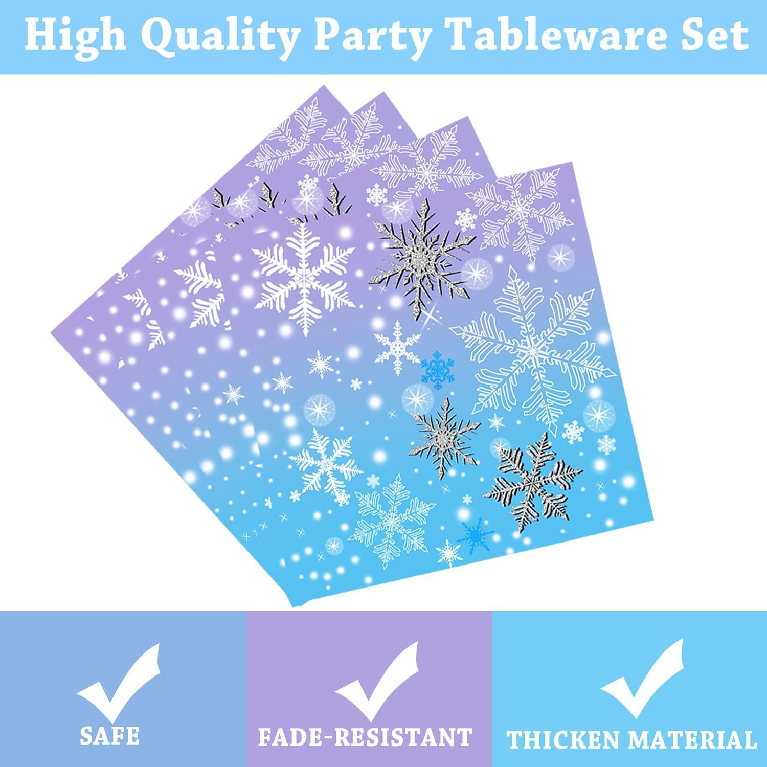 Suministros de Fiesta Copo de Nieve 96 PCS - Platos y Servilletas