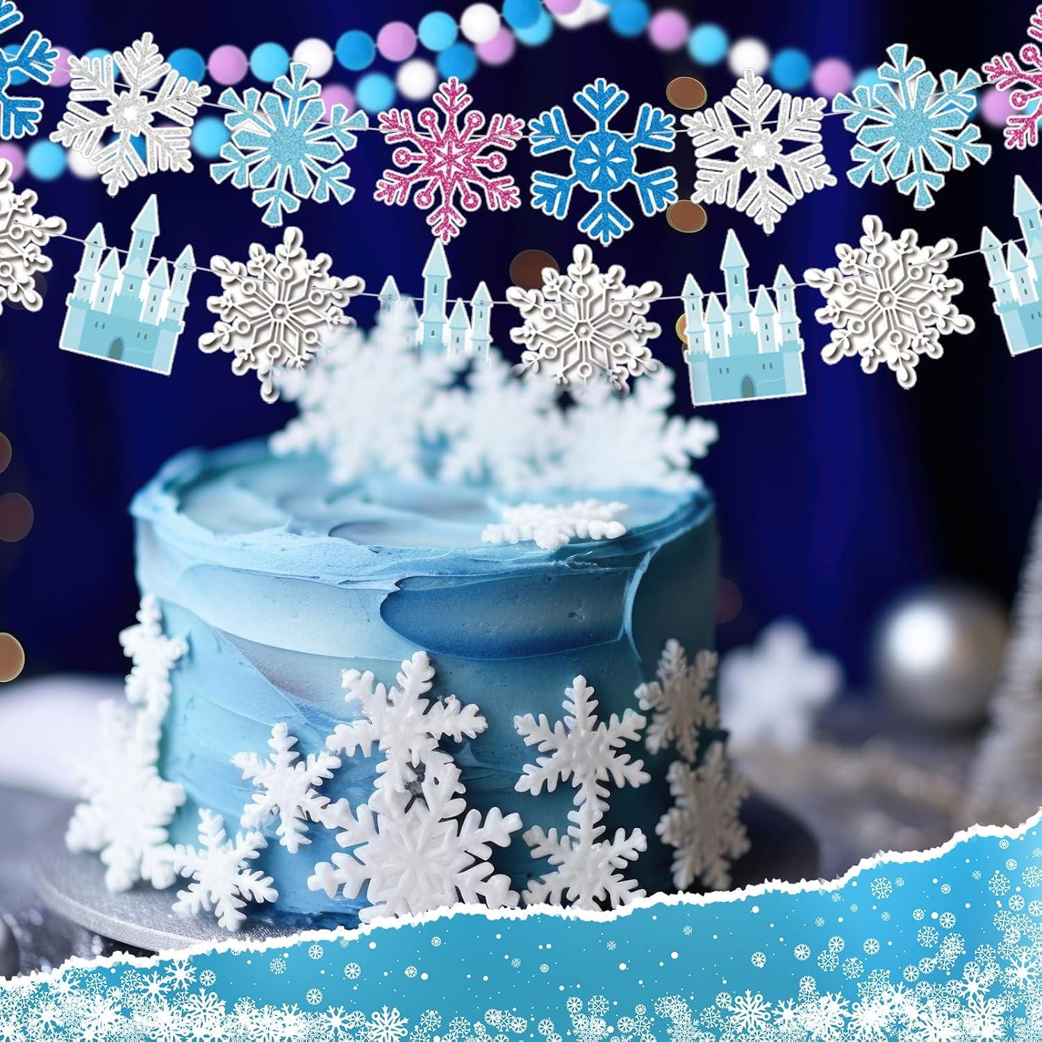 Banderas de Cumpleaños Copo de Nieve Fanfanwin - 5 Piezas