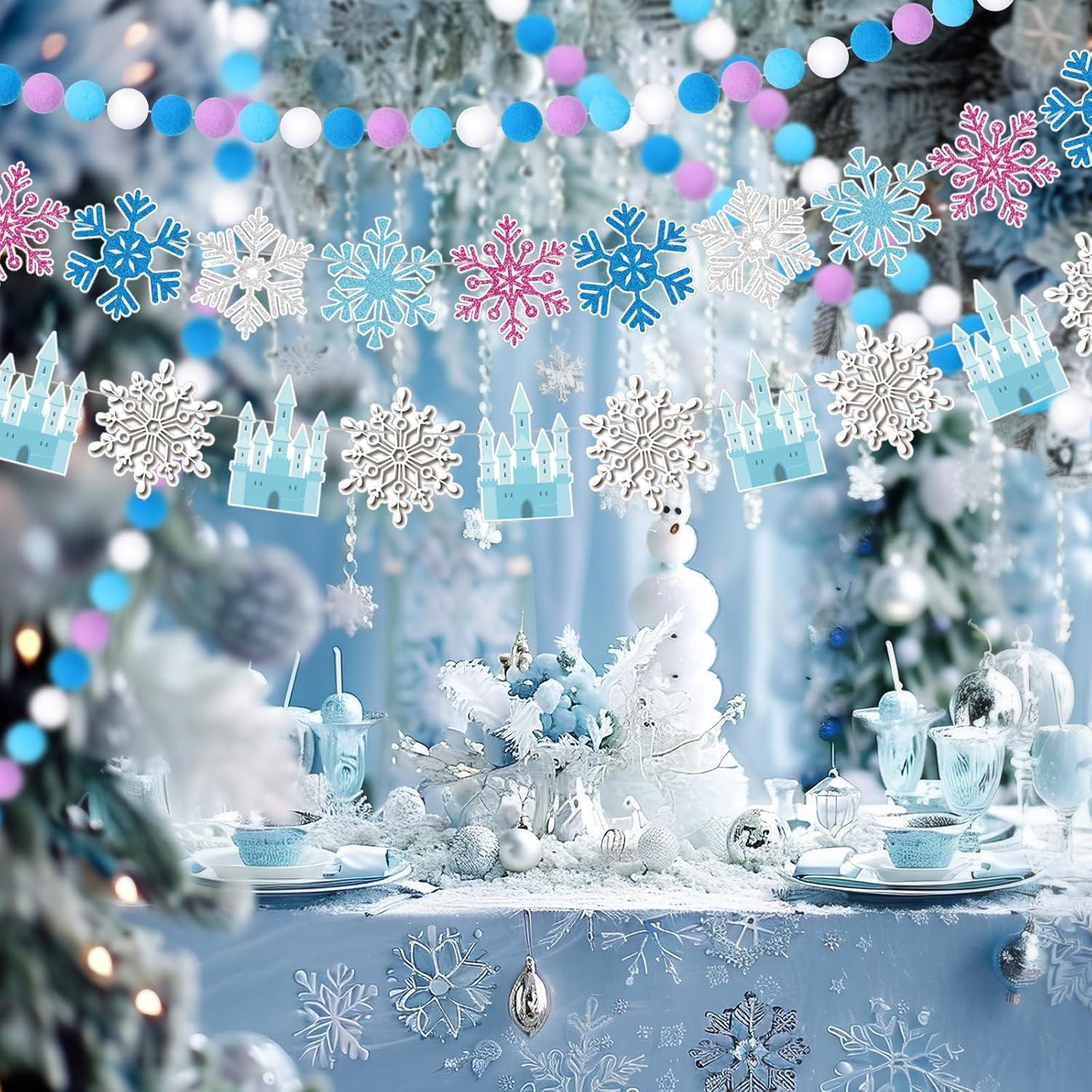 Banderas de Cumpleaños Copo de Nieve Fanfanwin - 5 Piezas