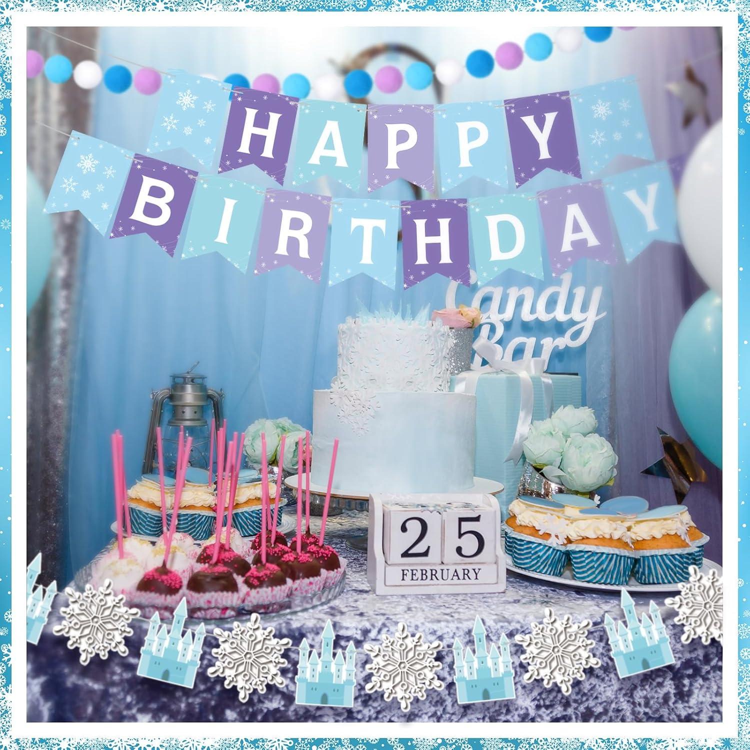 Banderas de Cumpleaños Copo de Nieve Fanfanwin - 5 Piezas