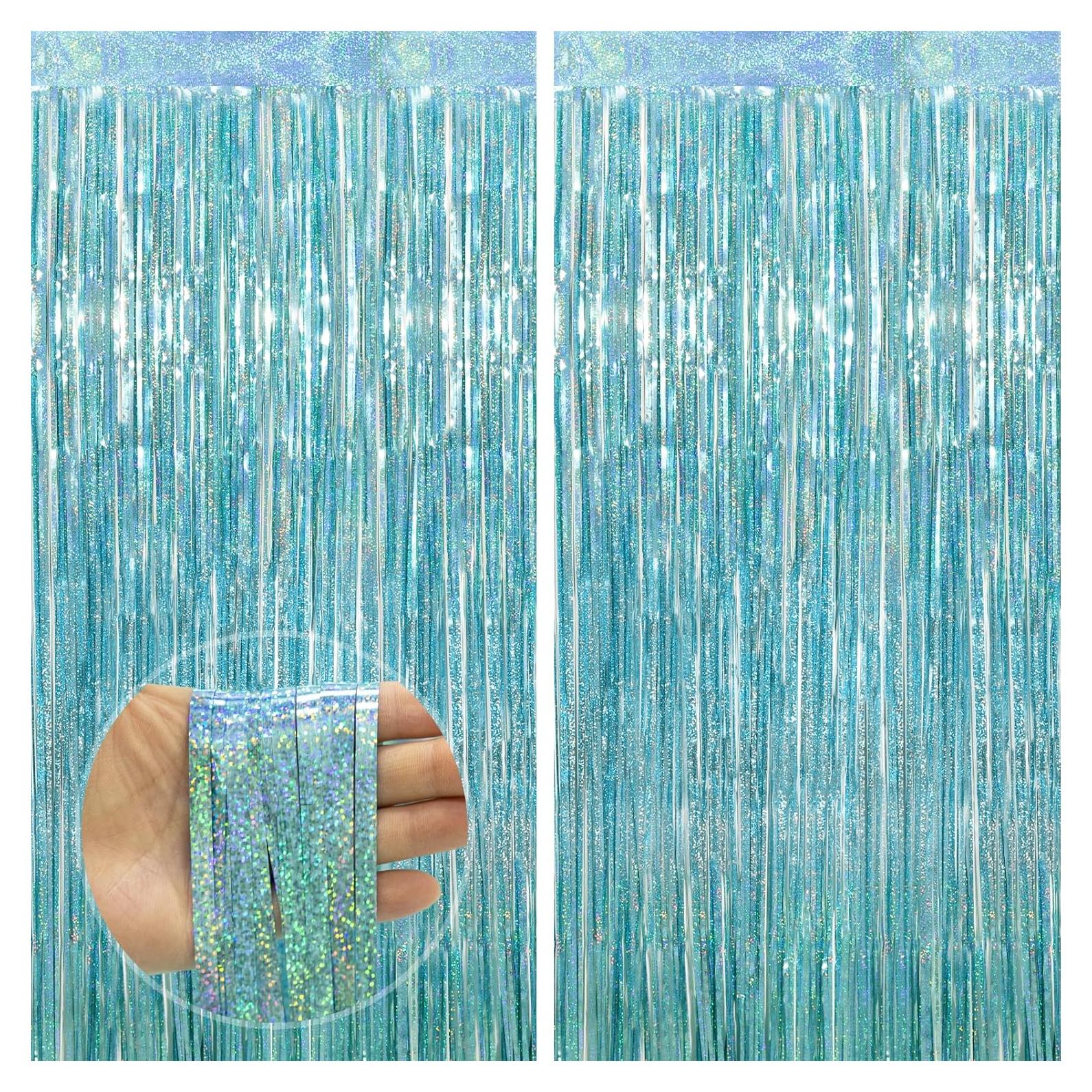 Cortinas de Flecos Azul Claro PatiCool - Paquete de 2 (0.97 x 2.5 m)