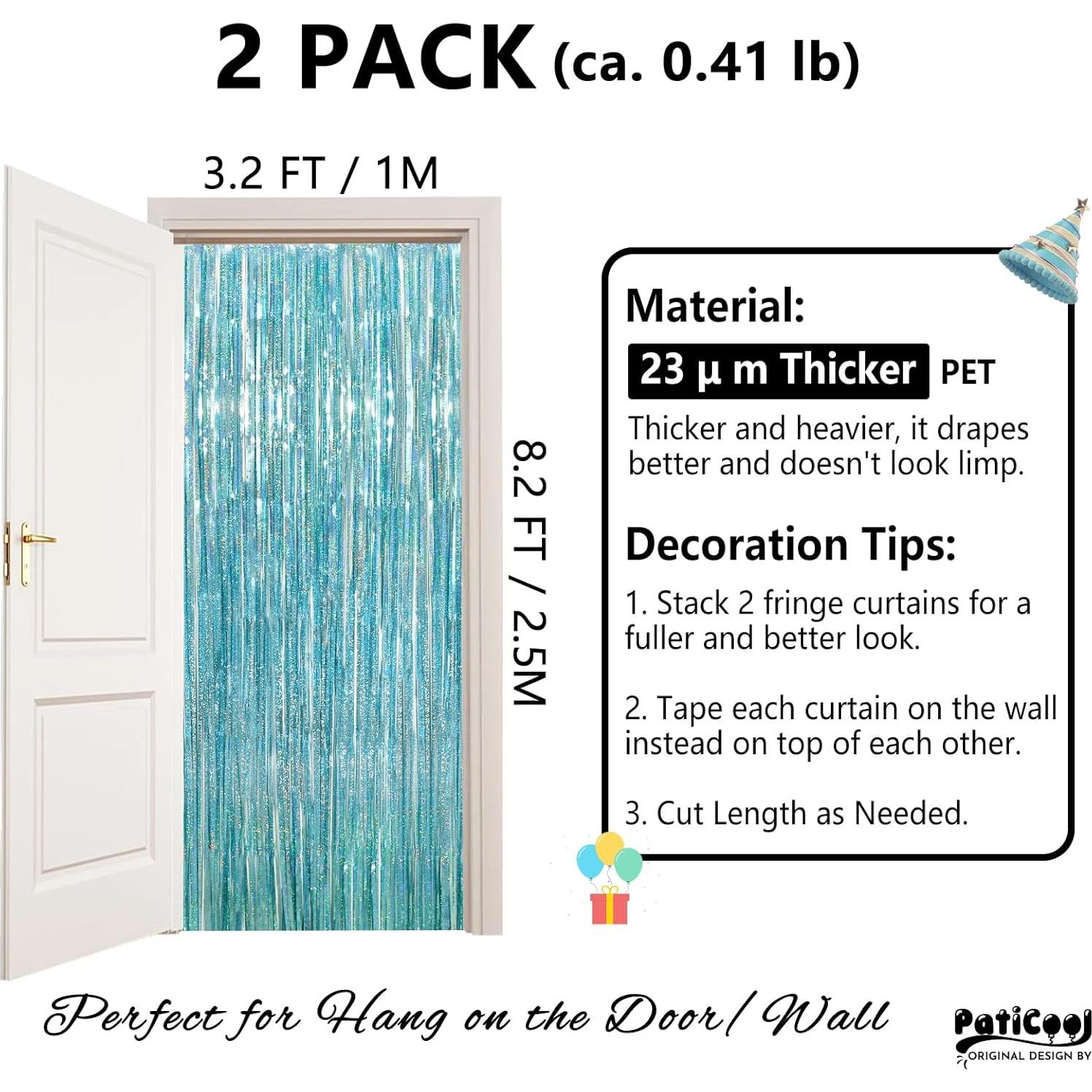 Cortinas de Flecos Azul Claro PatiCool - Paquete de 2 (0.97 x 2.5 m)