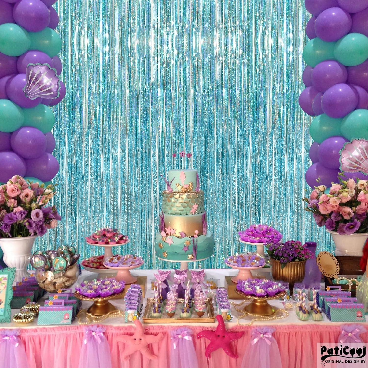 Cortinas de Flecos Azul Claro PatiCool - Paquete de 2 (0.97 x 2.5 m)