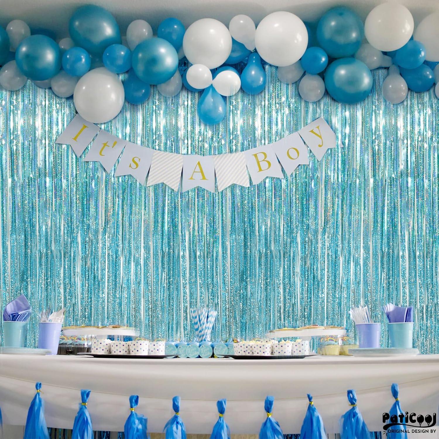 Cortinas de Flecos Azul Claro PatiCool - Paquete de 2 (0.97 x 2.5 m)