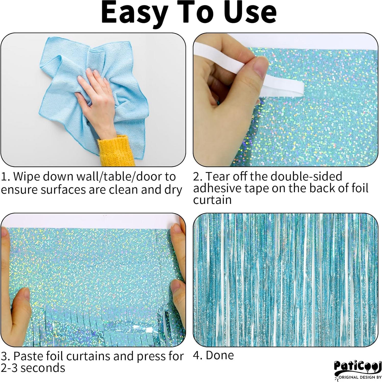 Cortinas de Flecos Azul Claro PatiCool - Paquete de 2 (0.97 x 2.5 m)