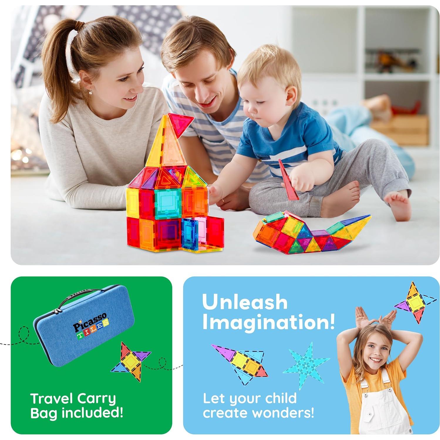 PicassoTiles 101 Piezas Azulejos Magnéticos Juego Educativo