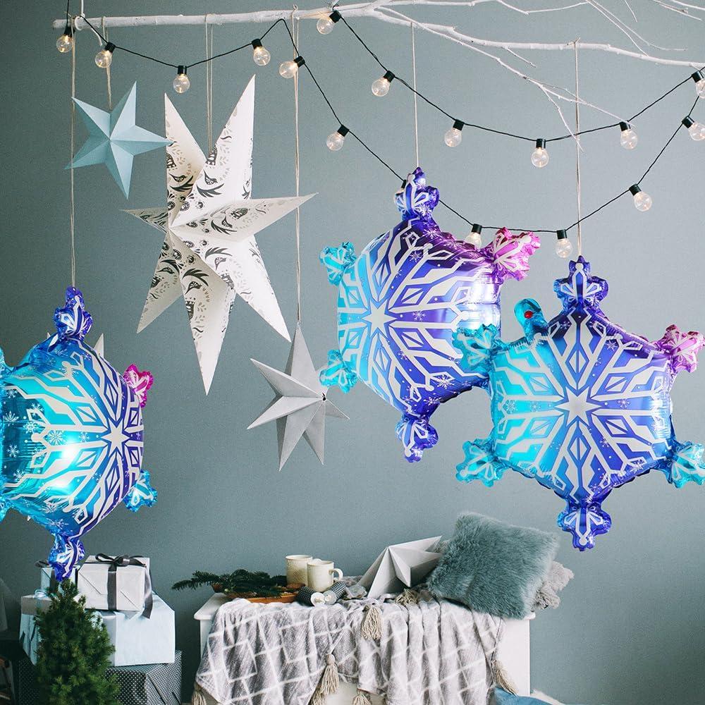 Globos de Copo de Nieve 3D Hokilands - Paquete de 8 Decoración de Fiesta