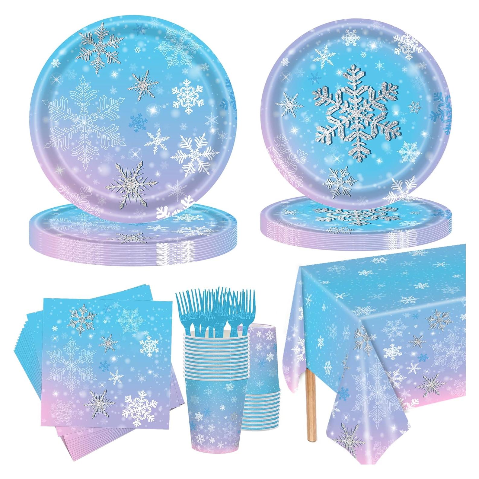 Juego de Fiesta de Cumpleaños Xindtek 126 Pcs Copos de Nieve