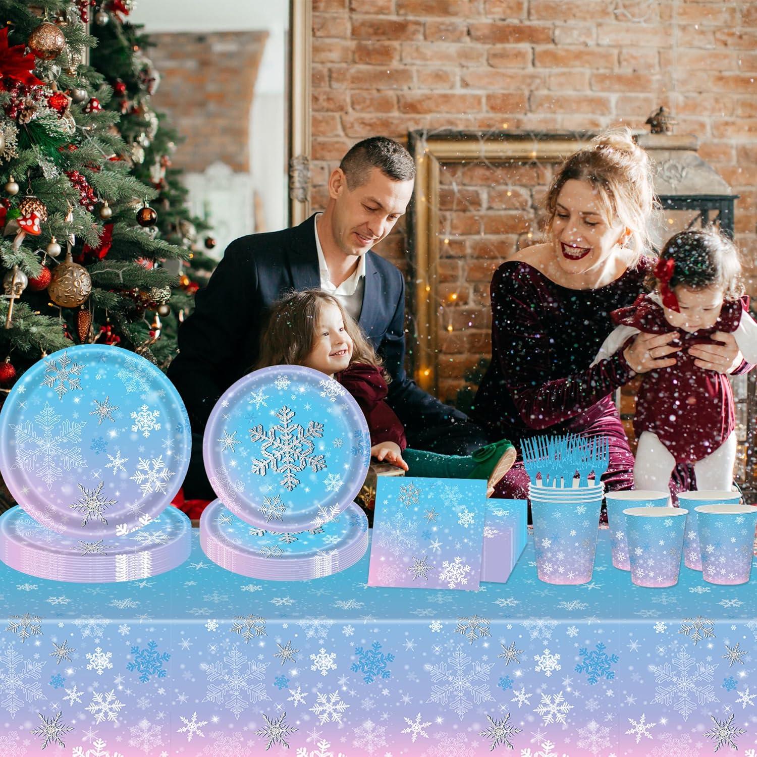 Juego de Fiesta de Cumpleaños Xindtek 126 Pcs Copos de Nieve