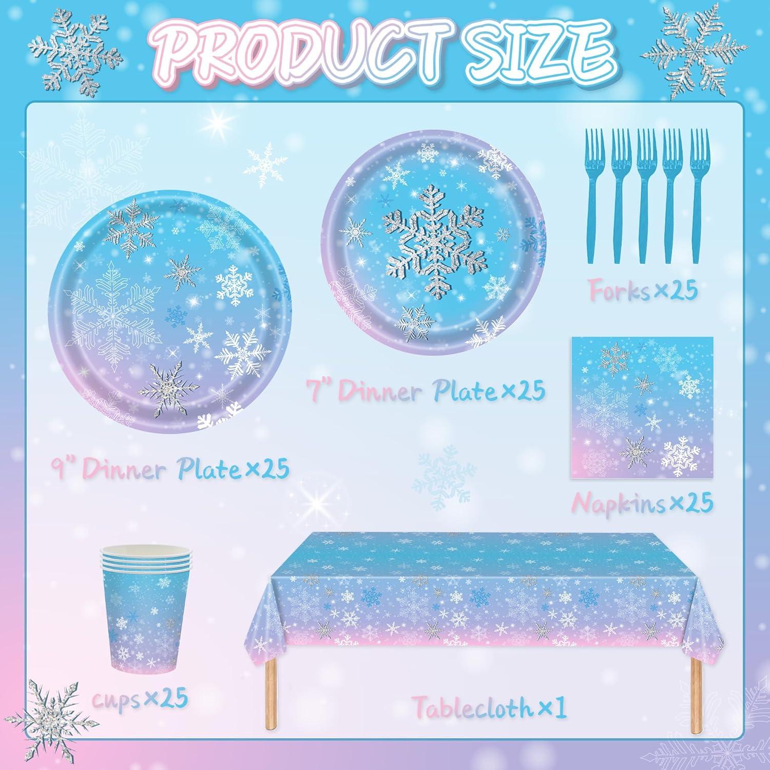 Juego de Fiesta de Cumpleaños Xindtek 126 Pcs Copos de Nieve